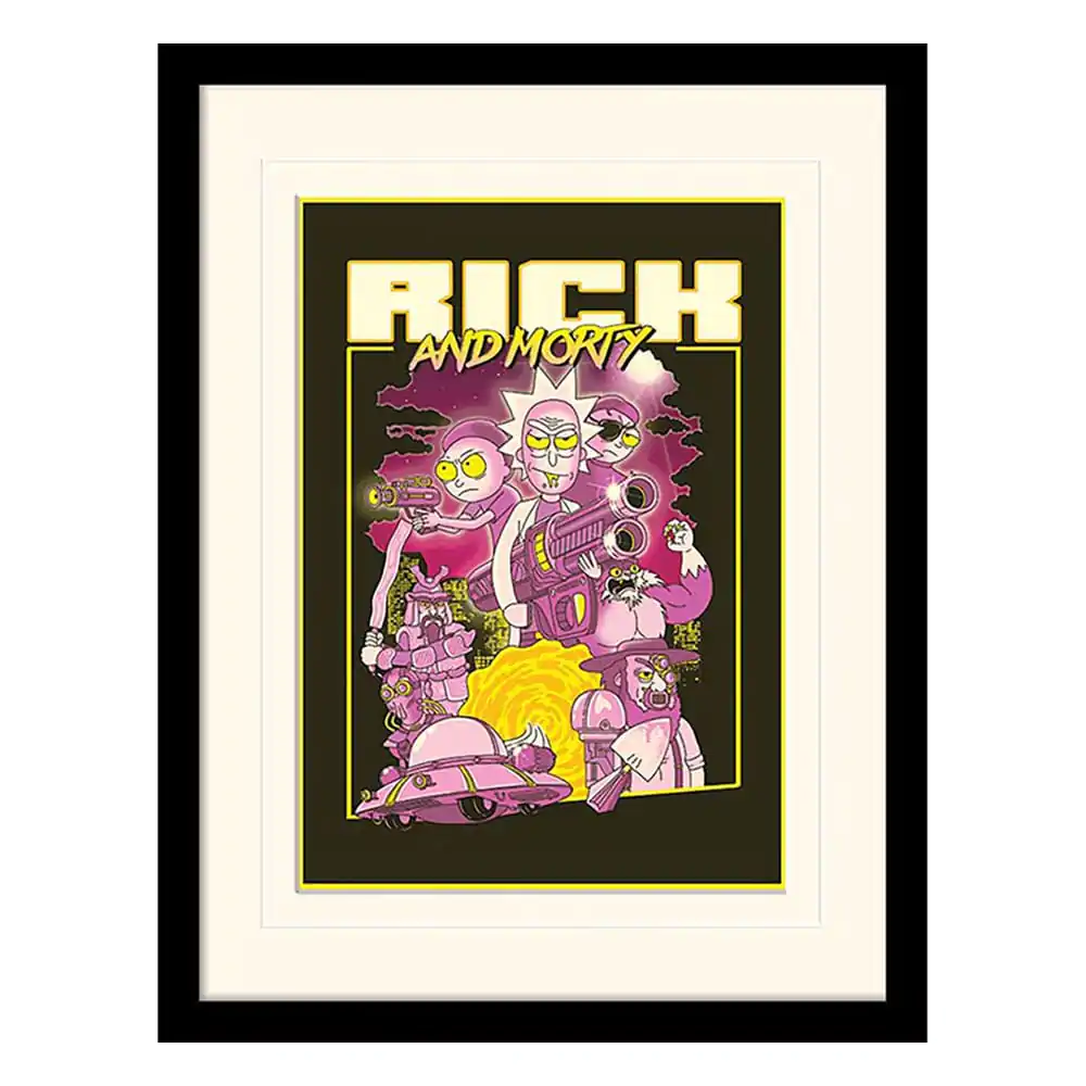 Rick and Morty Collector Print Framed Poster 80s Action Movie (white background) product photo