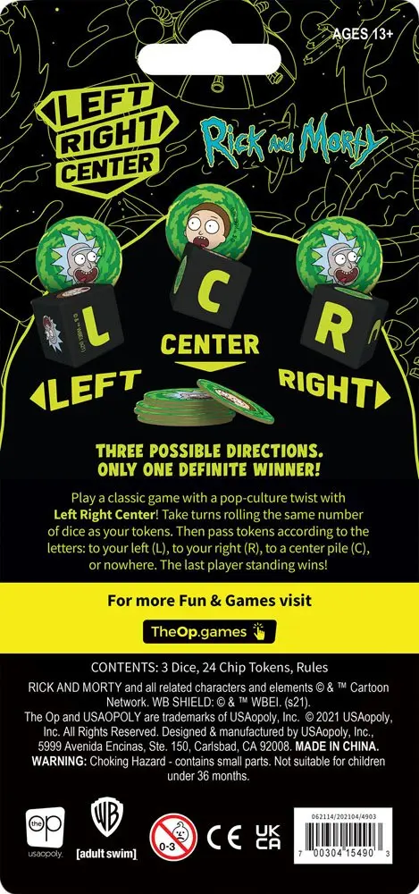 Rick and Morty Dice Game Left Right Center *English Version* product photo
