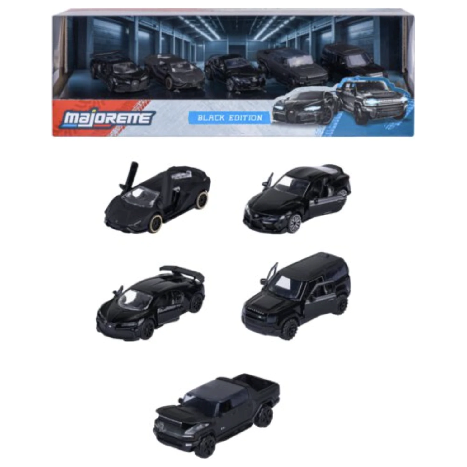 RIDE COOL Black Edition Pack of 5 Miniature Cars 1:64 product photo