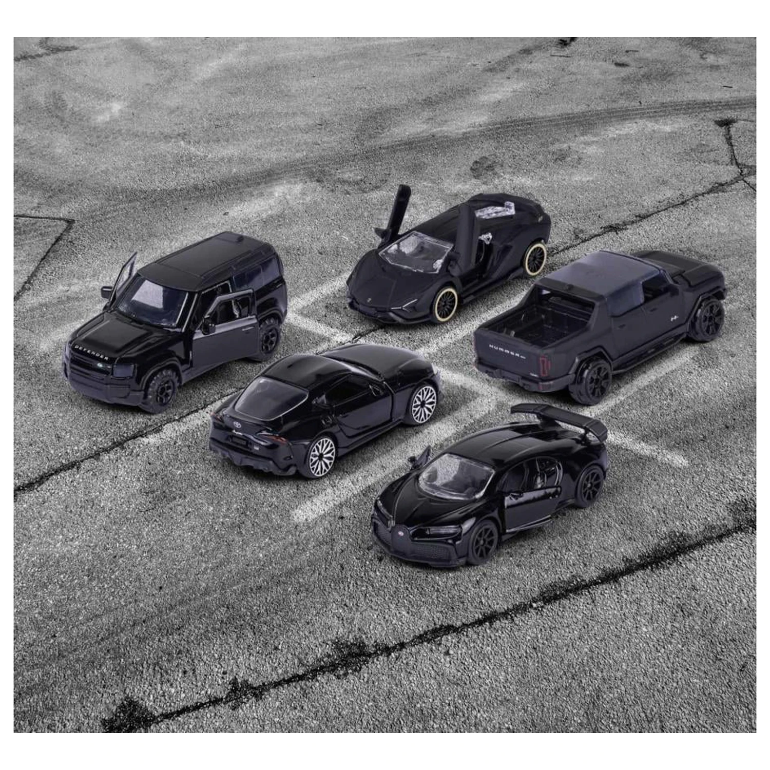 RIDE COOL Black Edition Pack of 5 Miniature Cars 1:64 product photo