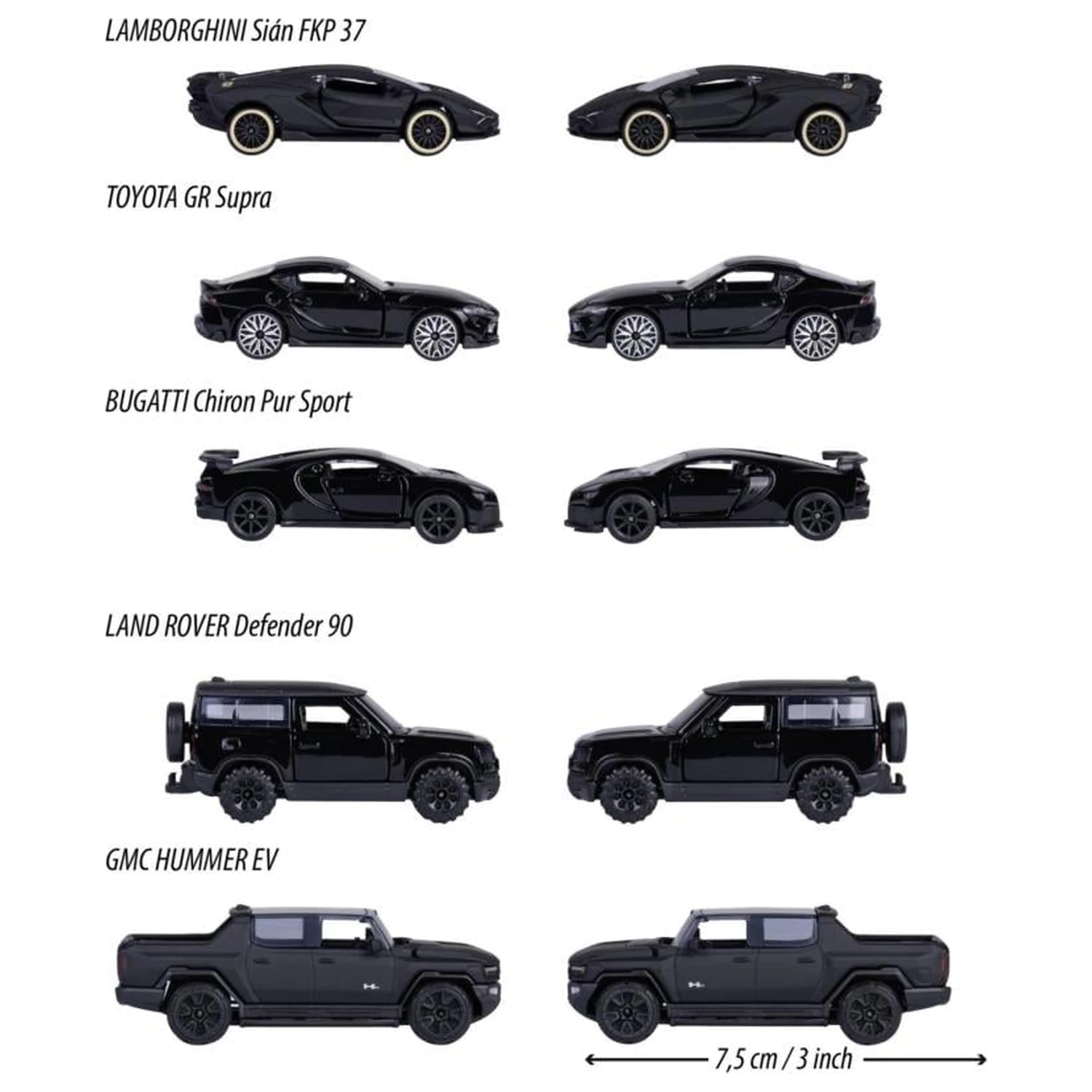 RIDE COOL Black Edition Pack of 5 Miniature Cars 1:64 product photo