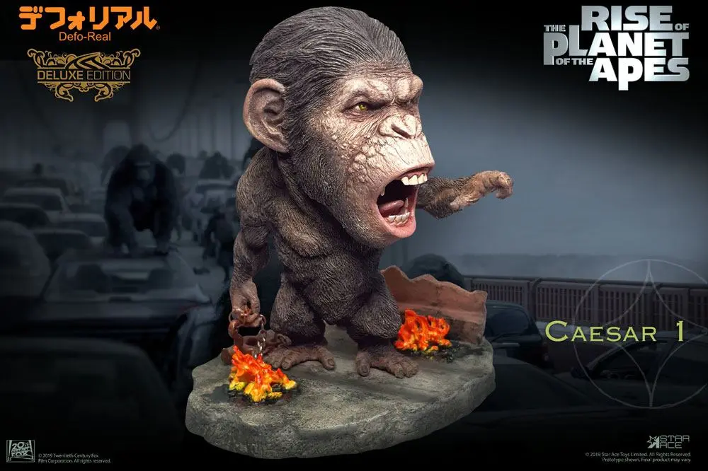 Rise of the Planet of the Apes Deform Real Series Soft Vinyl Statue Caesar Chain Ver. Deluxe 15 cm product photo