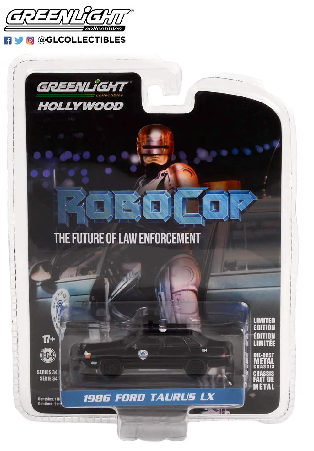 RoboCop Diecast Model 1/64 1986 Ford Taurus LX Detroit Metro West Police product photo