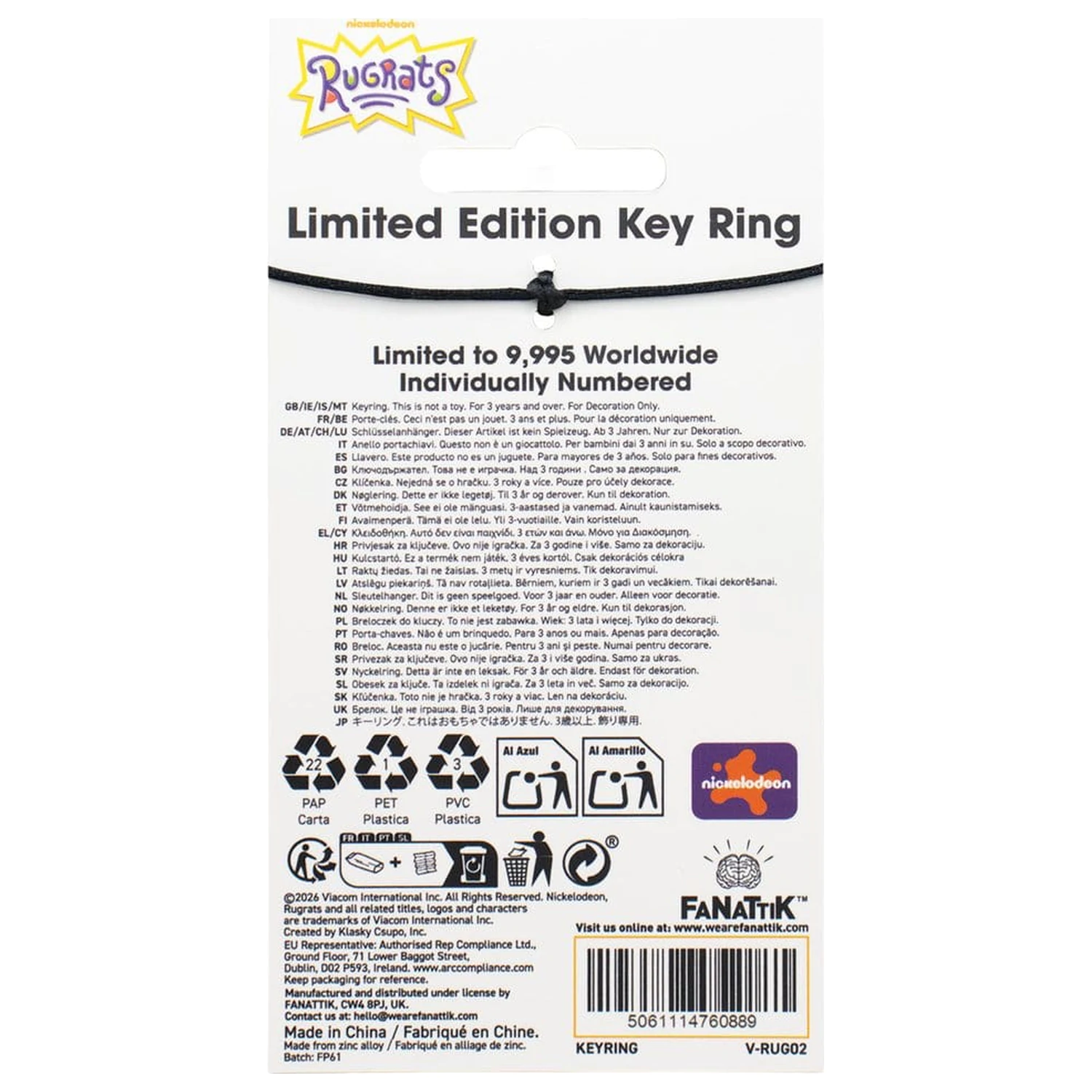 Rugrats Limited Edition 35th Anniversary Keyring product photo