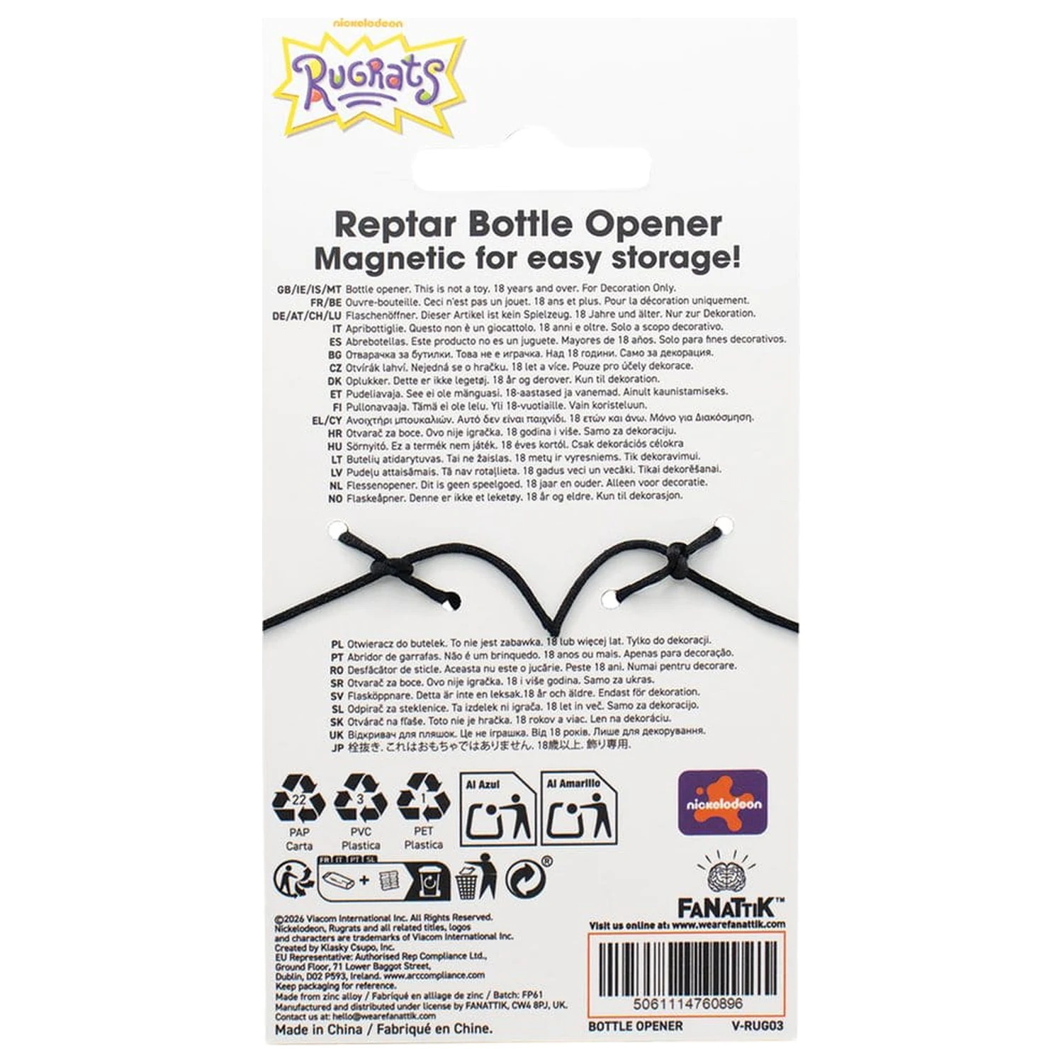 Rugrats Bottle Opener 35th Anniversary Reptar product photo