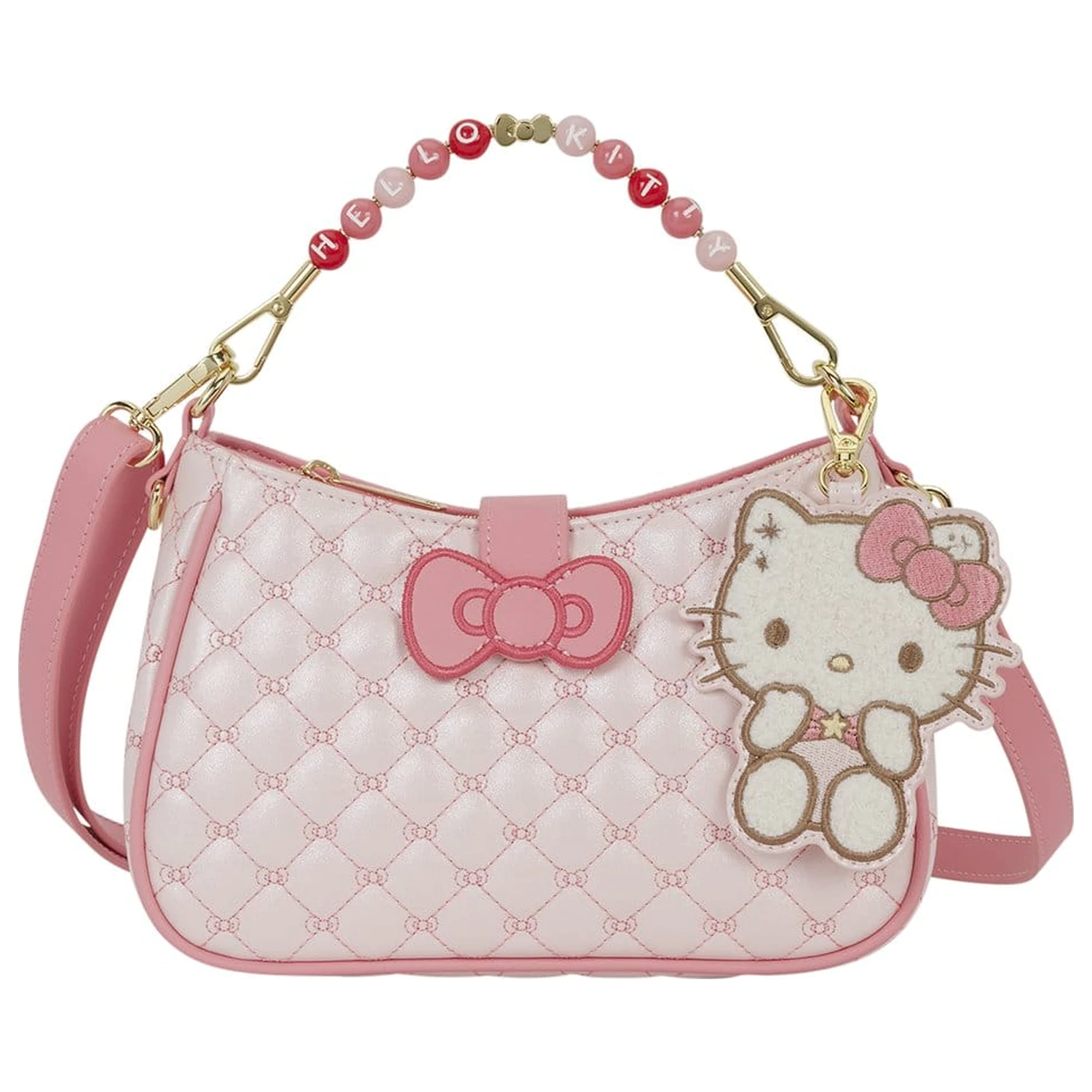 Sanrio by Loungefly Crossbody with Beaded Handle & Bag Charm Hello Kitty Quilted product photo