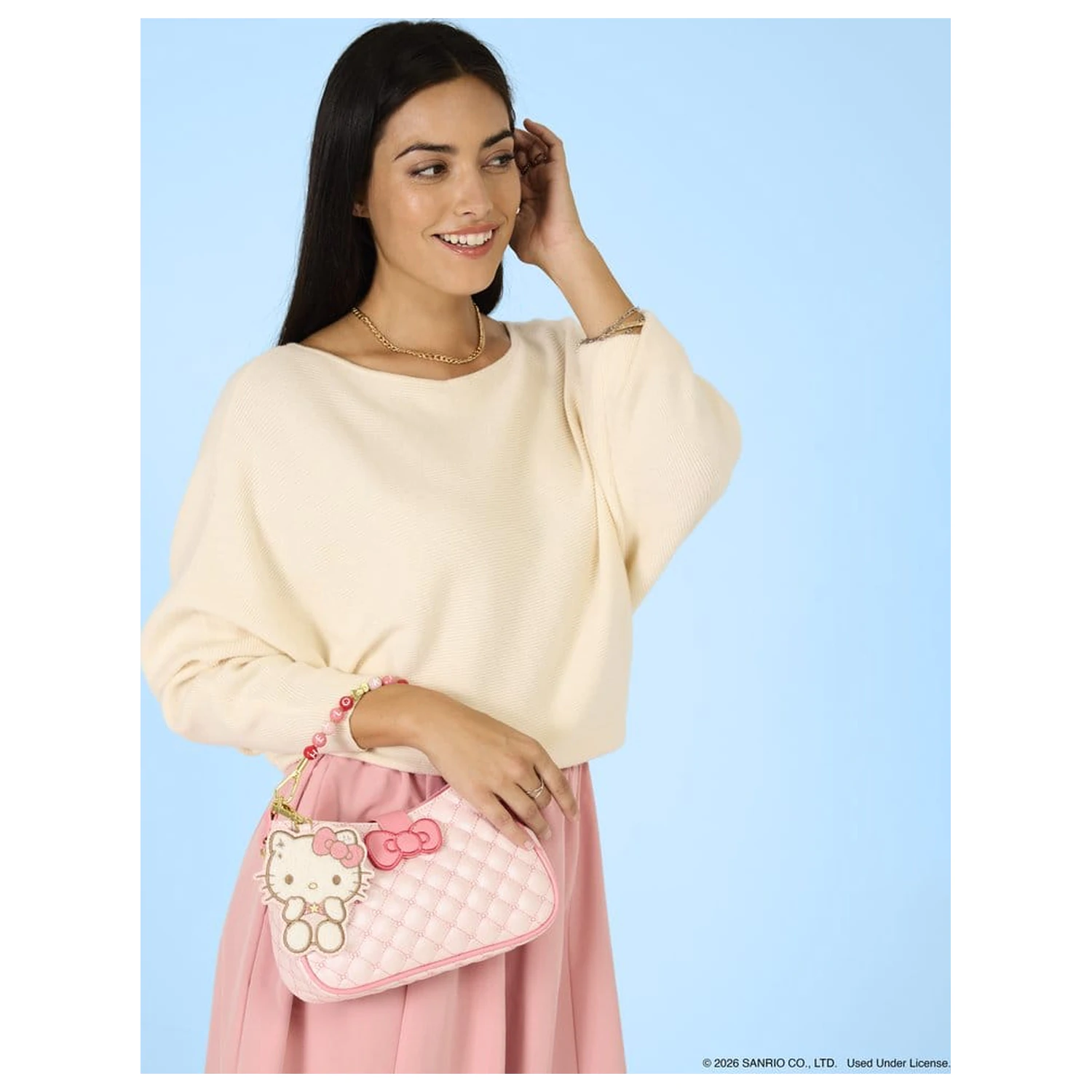 Sanrio by Loungefly Crossbody with Beaded Handle & Bag Charm Hello Kitty Quilted product photo