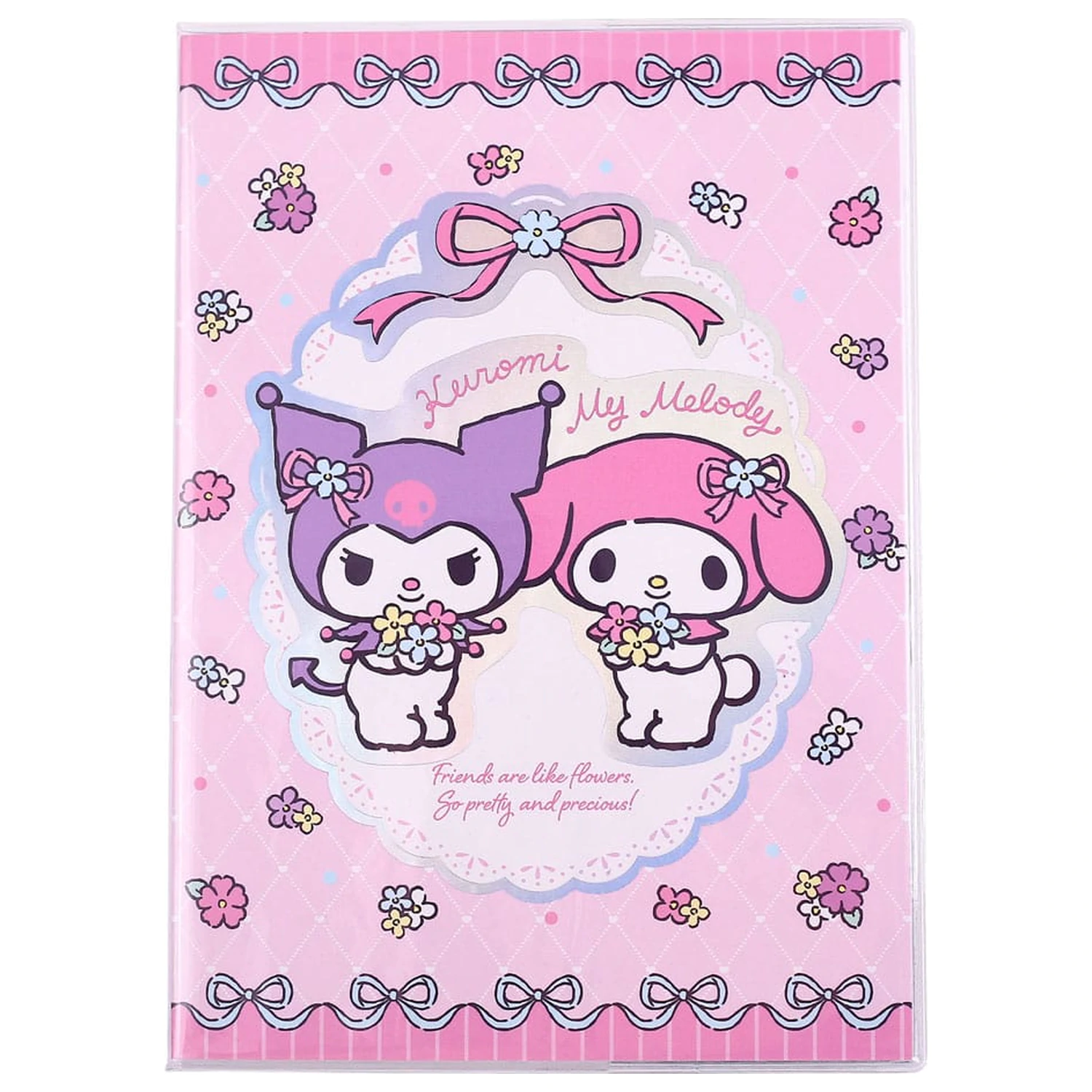 Sanrio Notebook Kuromi & My Melody Pastel Flower Holographic Checkered product photo