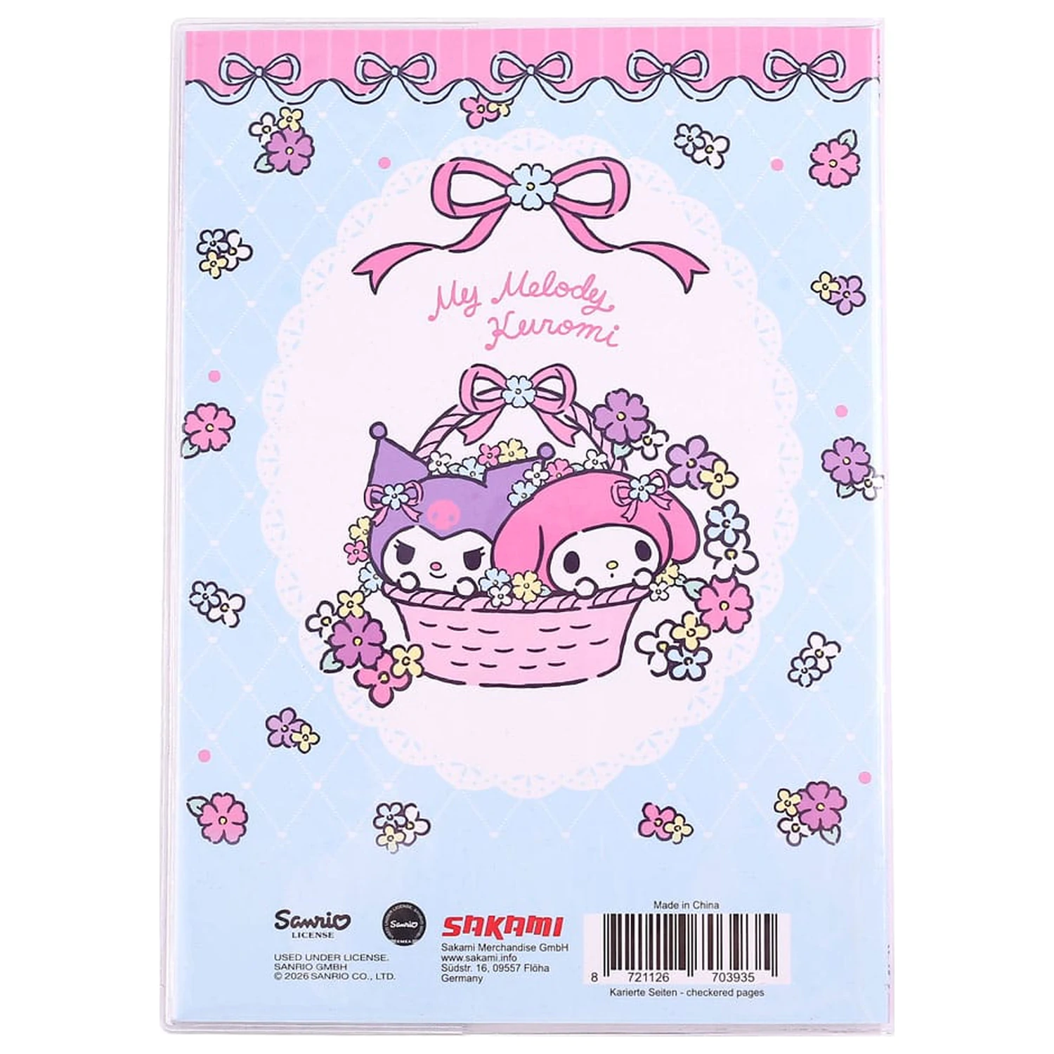 Sanrio Notebook Kuromi & My Melody Pastel Flower Holographic Checkered product photo