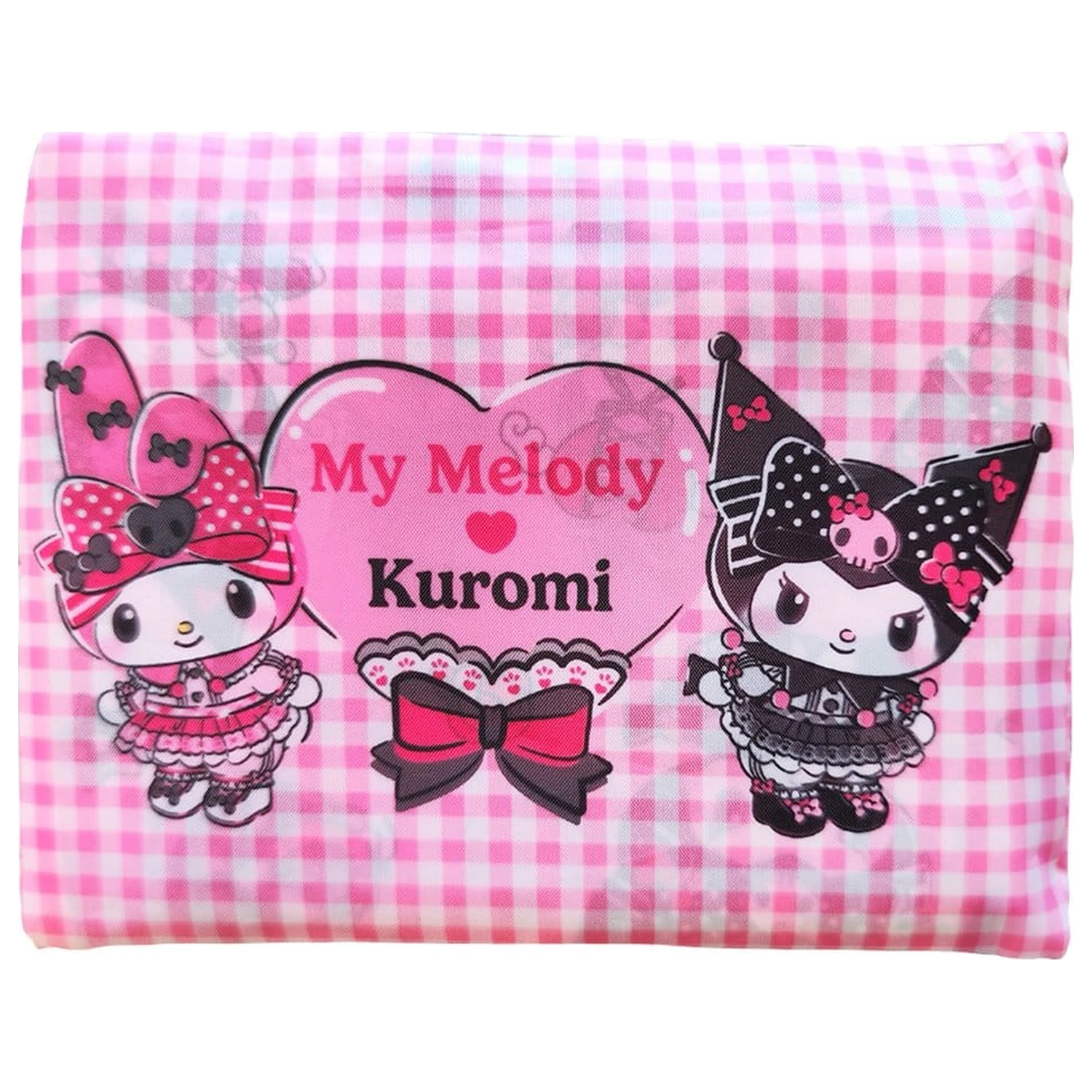 Sanrio Pink Black Party Series Tote Bag Kuromi & My Melody Foldable product photo