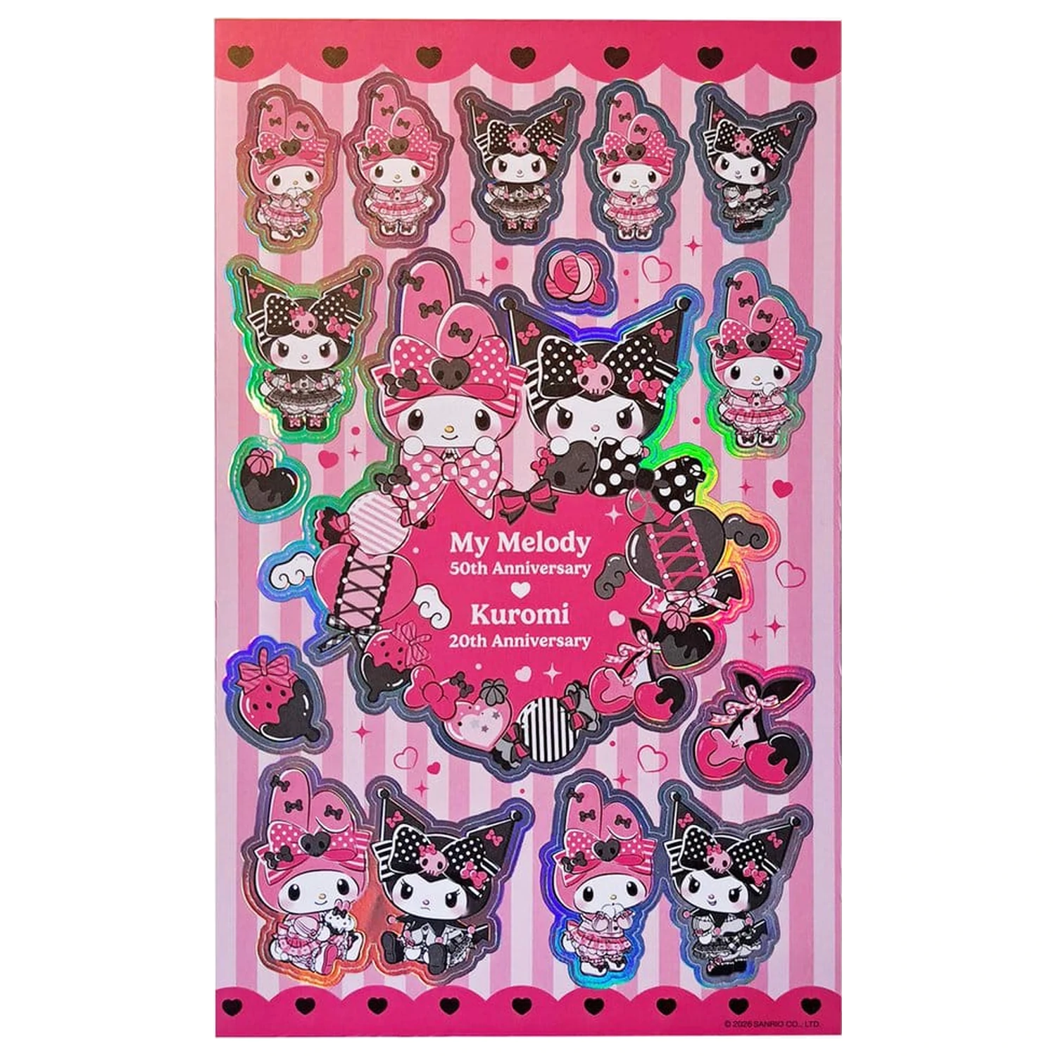 Sanrio Pink Black Party Series Sticker Pack Kuromi & My Melody  product photo