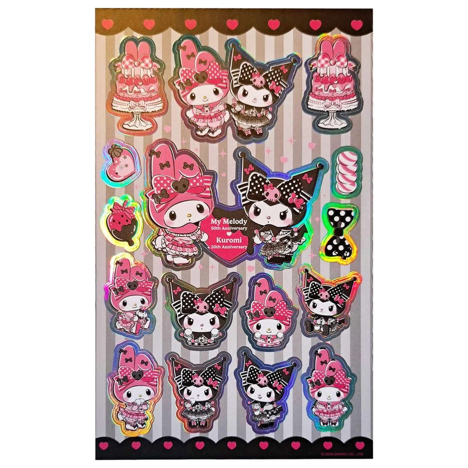 Sanrio Pink Black Party Series Sticker Pack Kuromi & My Melody  product photo
