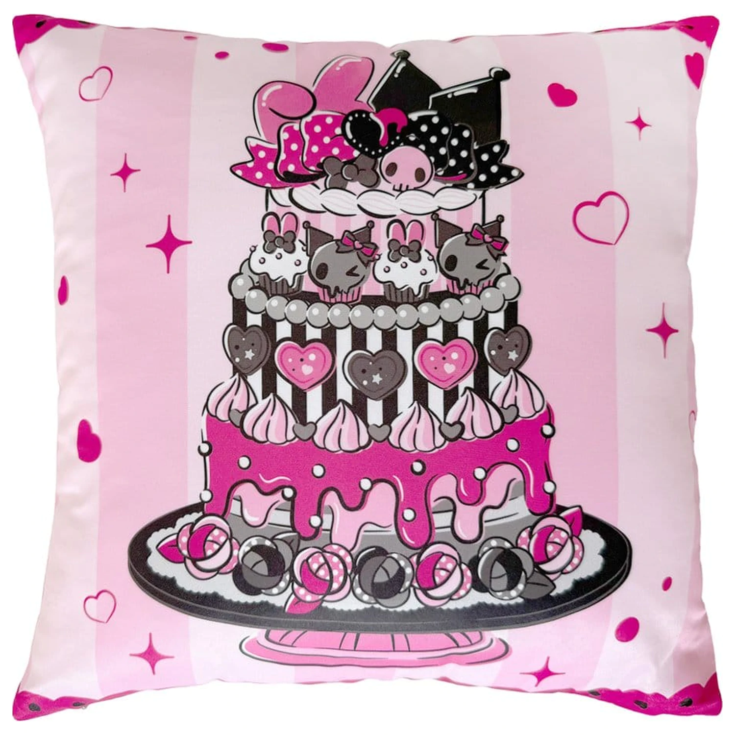 Sanrio Pink Black Party Series Pillow Kuromi & My Melody 35 x 35 cm  product photo