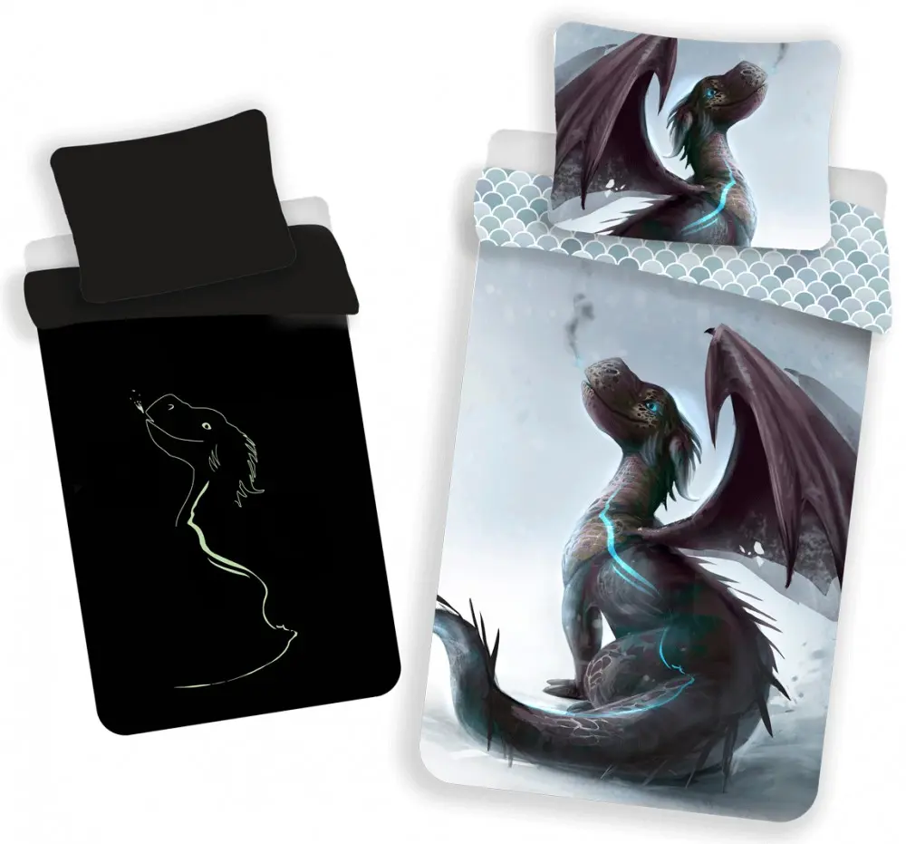 Glow in the Dark Dragon Duvet Cover Set 140x200cm, 70x90 cm product photo