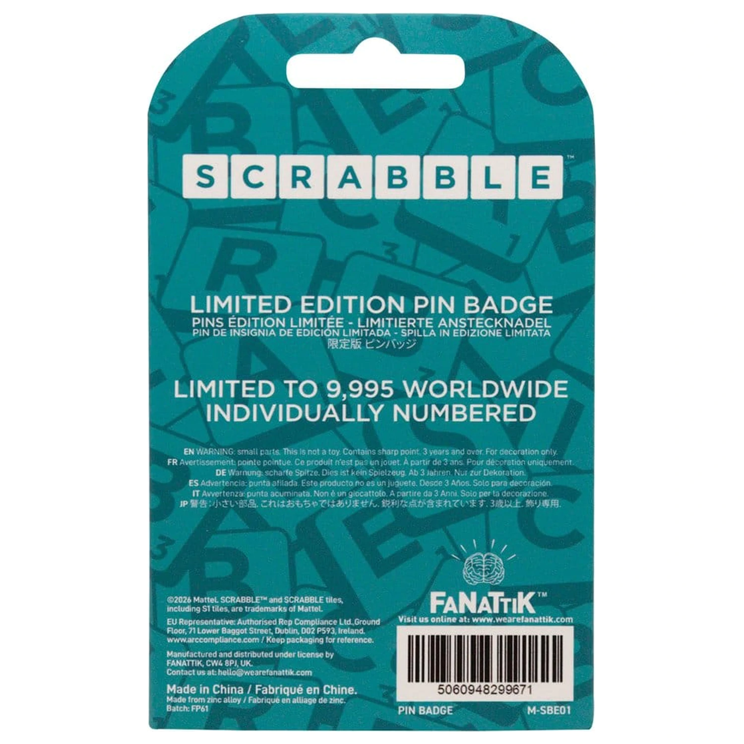 Scrabble Pin Badge Word Nerd Limited Edition product photo