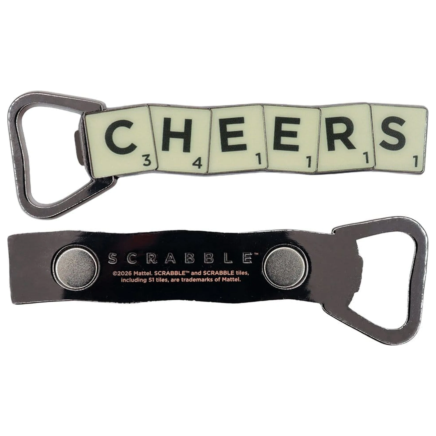 Scrabble Bottle Opener Magnetic Cheers product photo