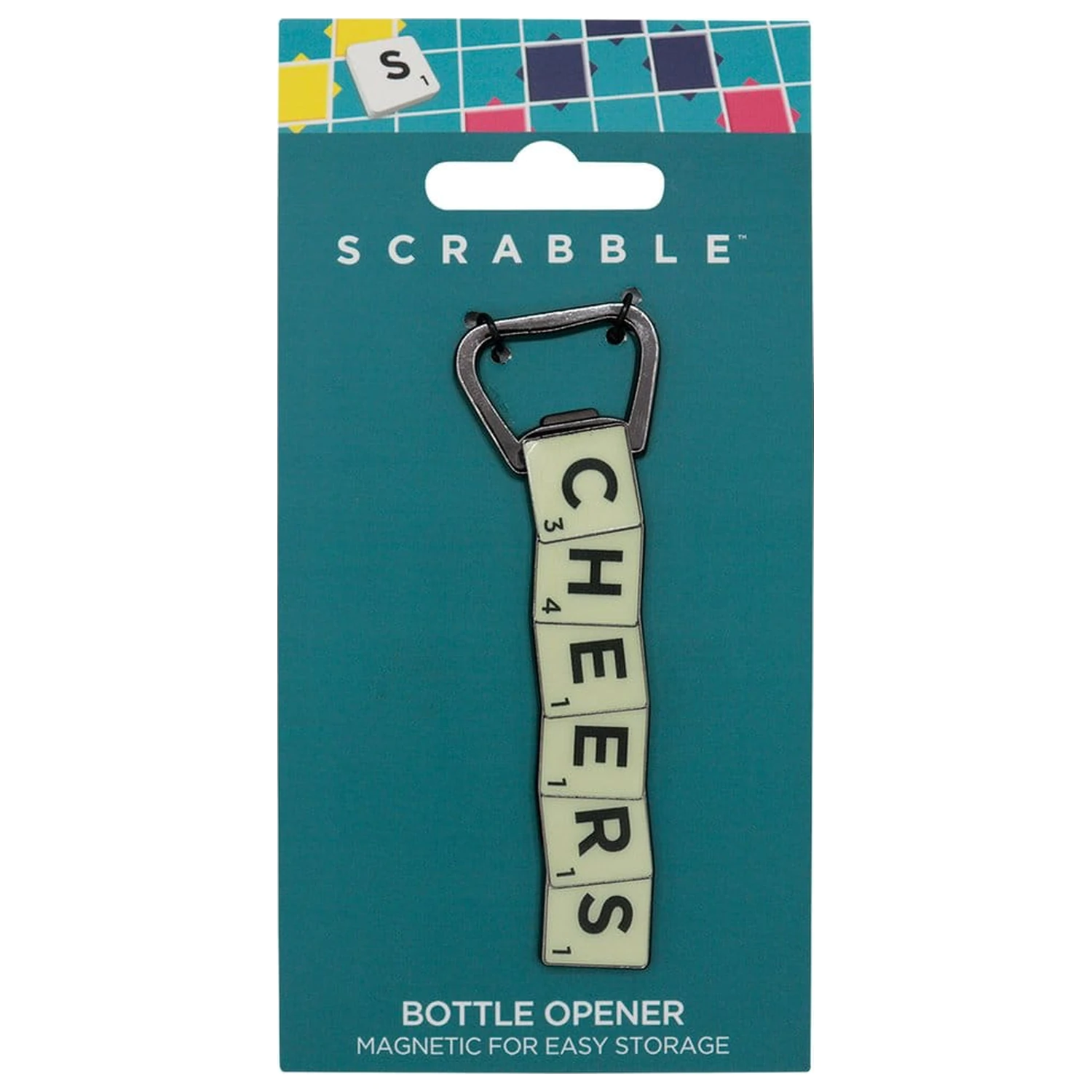 Scrabble Bottle Opener Magnetic Cheers product photo