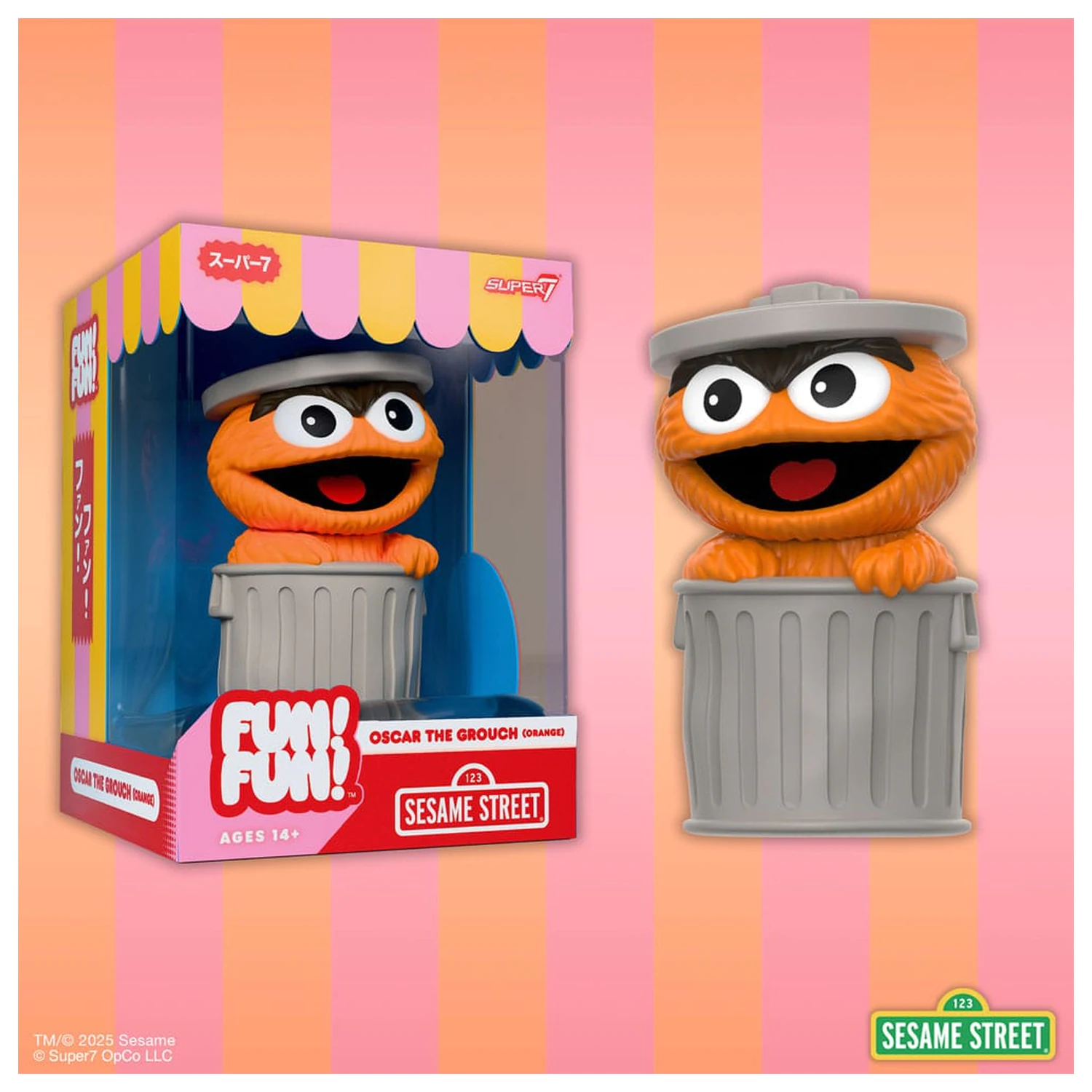 Sesame Street FUN! FUN! Vinyl Figure Oscar the Grouch (Orange) 13 cm     product photo