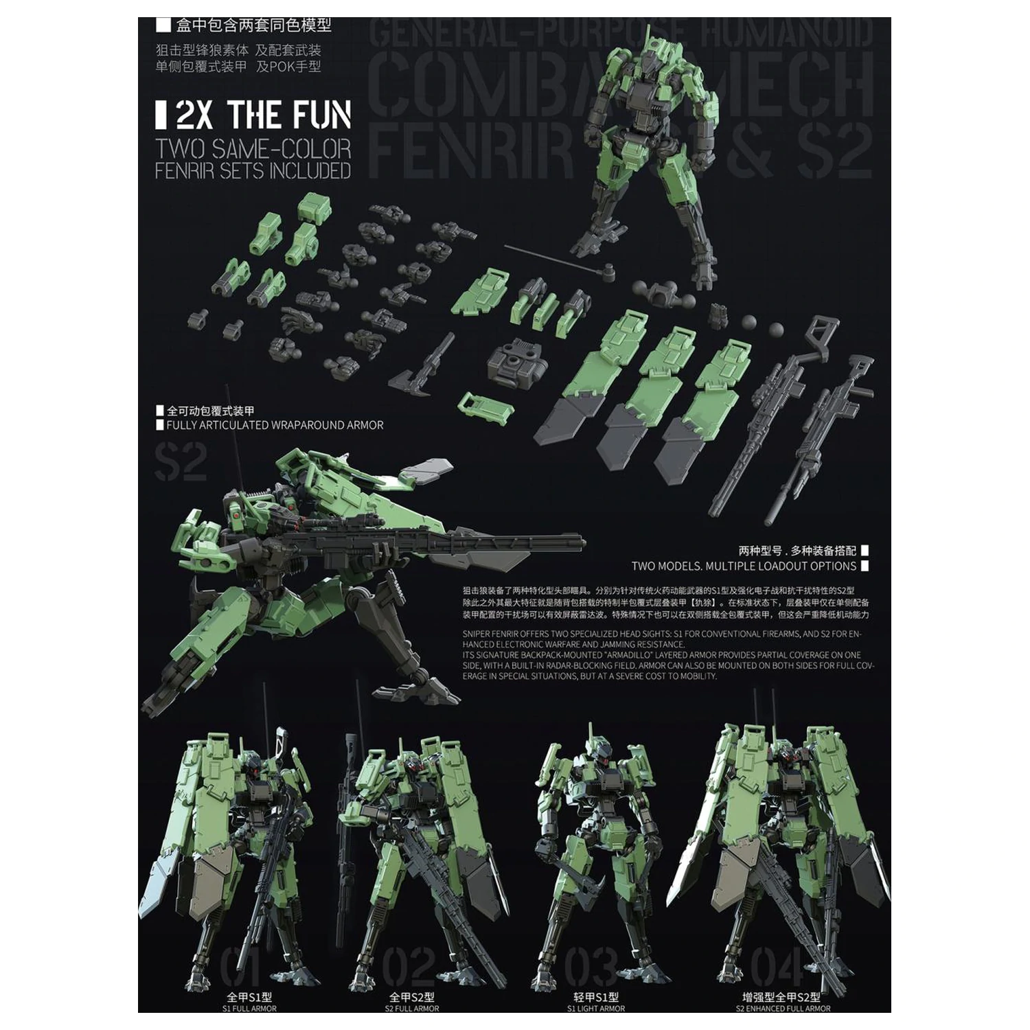 Sheik Mainland Sniping Type Fenrir (Green) Model Kit 1/18 product photo