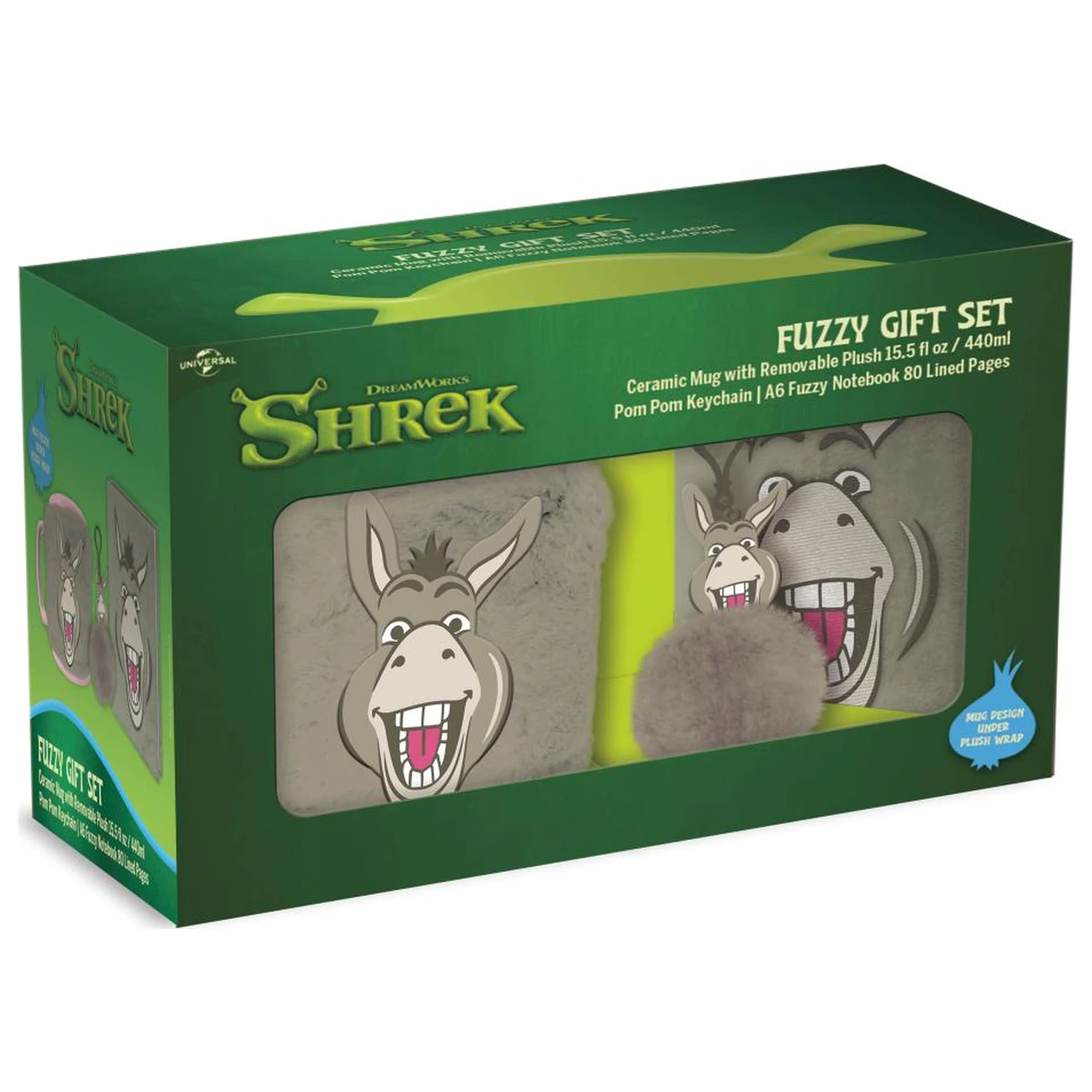 Shrek Donkey Fuzzy Gift Set Notebook + Mug + Keychain product photo