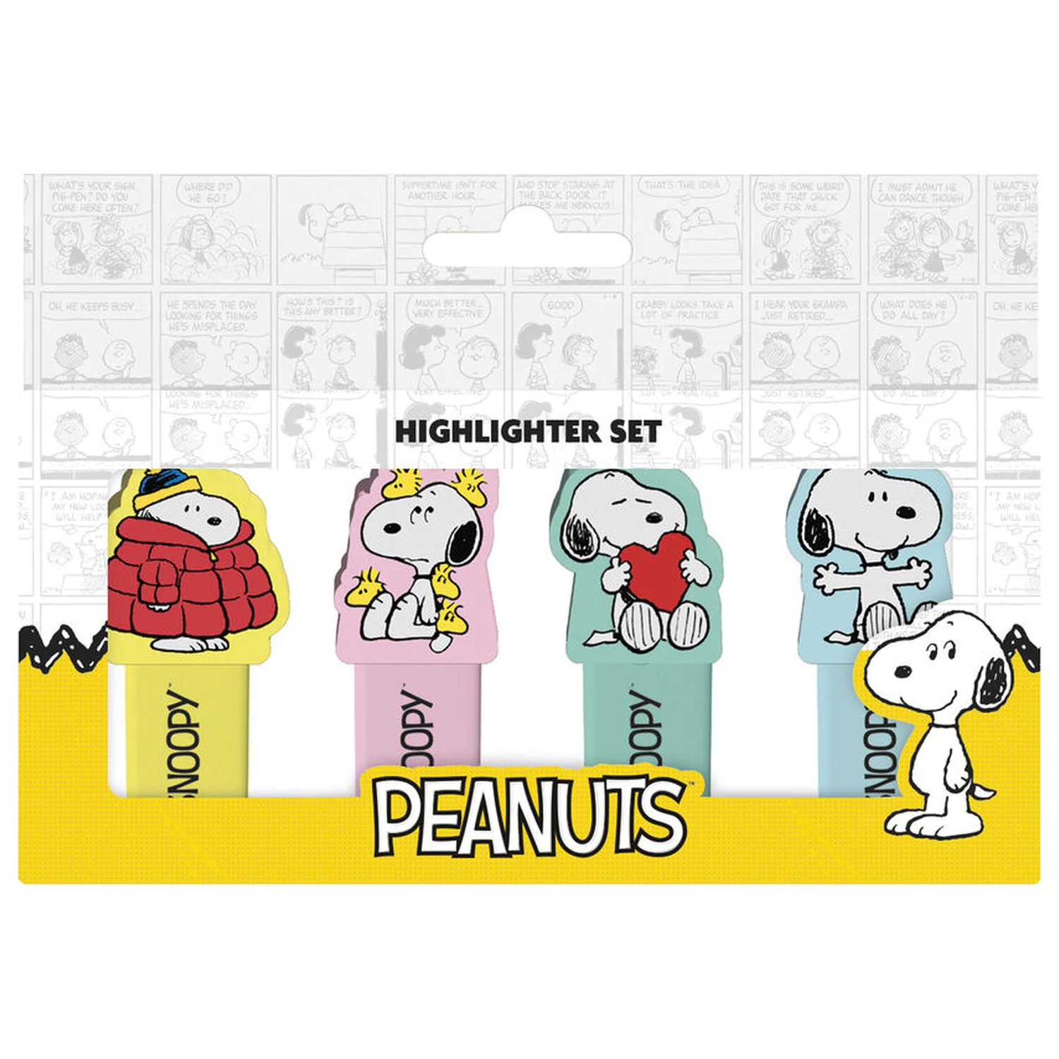 Snoopy Peanuts set of 4 highlighters with topper product photo