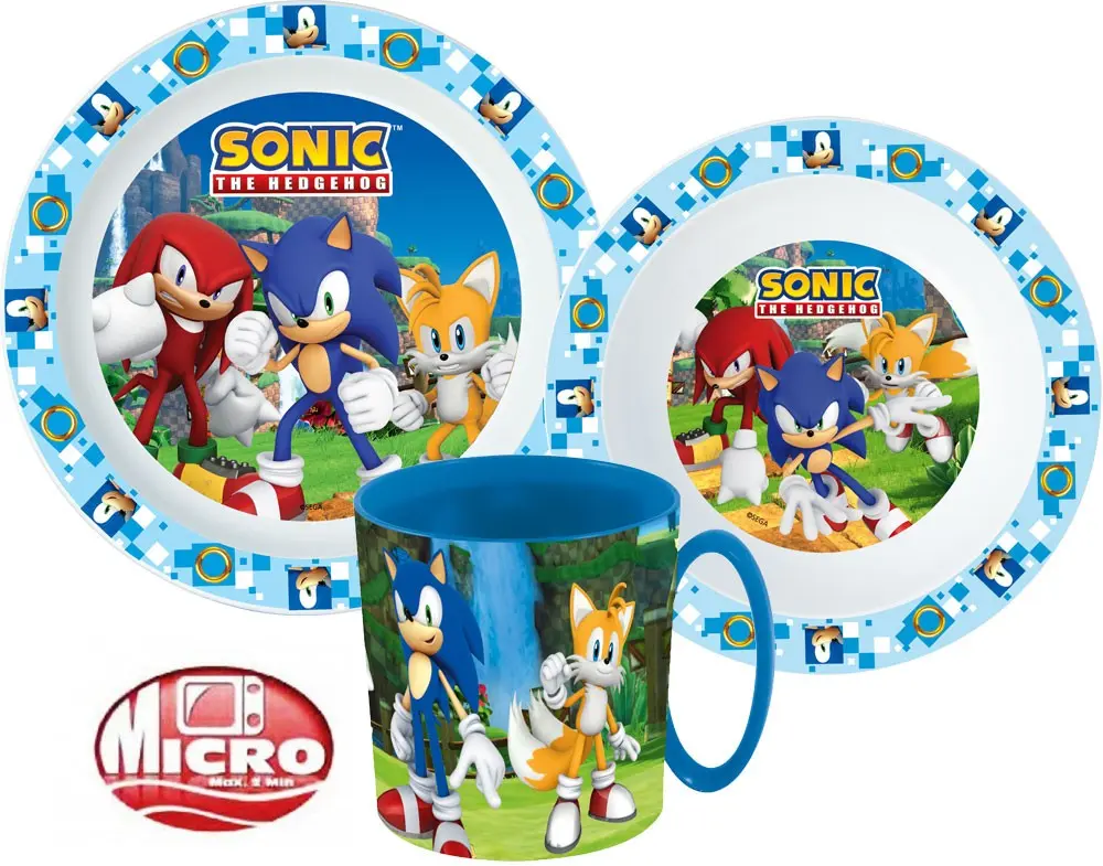 Sonic the Hedgehog dinnerware set, micro plastic set product photo