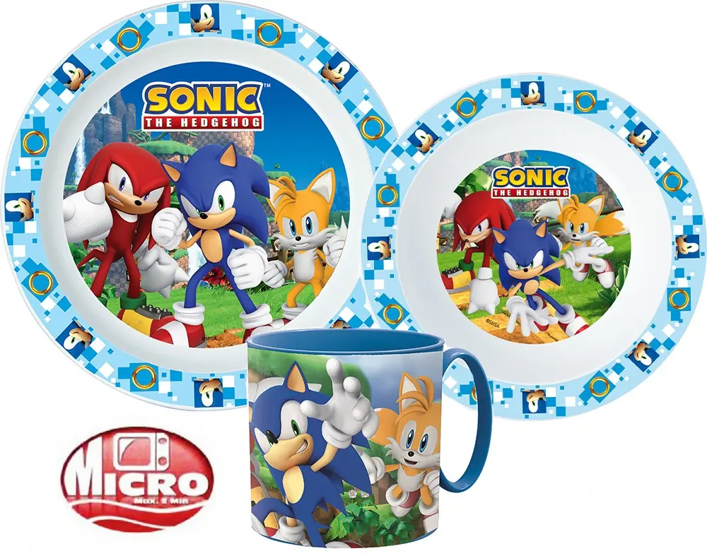 Sonic the Hedgehog dinnerware set, micro plastic set product photo