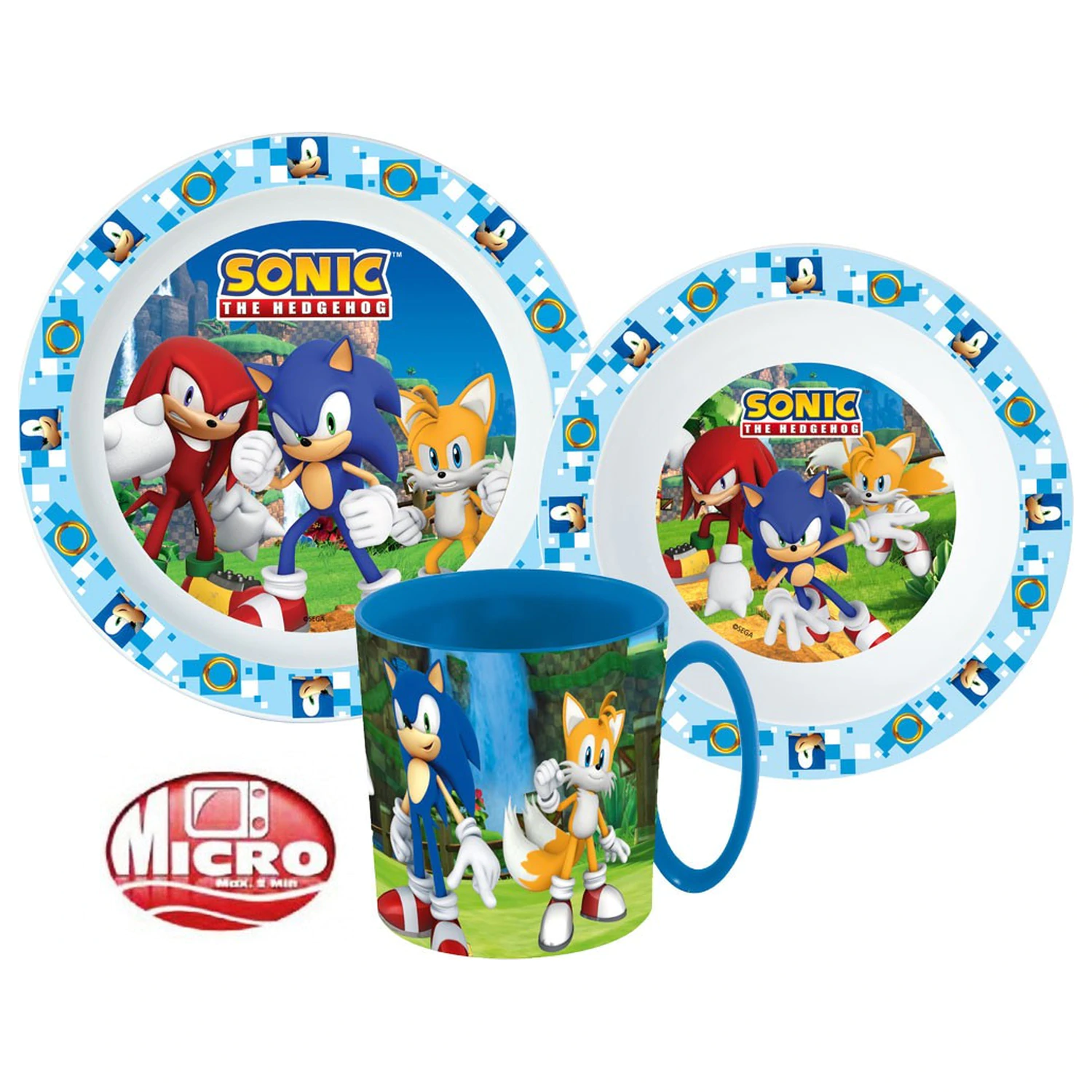 Sonic Adventure dinnerware set, micro plastic set with mug 350 ml product photo