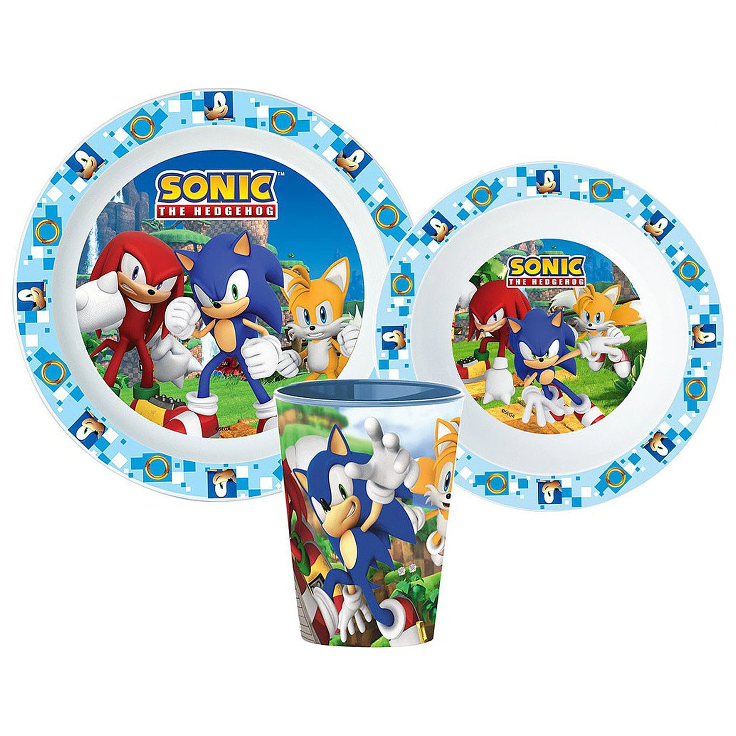 Sonic Adventure dinnerware set, micro plastic set, with 260 ml glass product photo