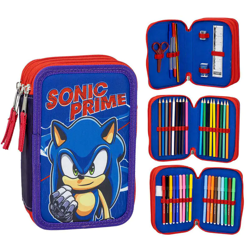 Sonic Prime triple pencil case termékfotó