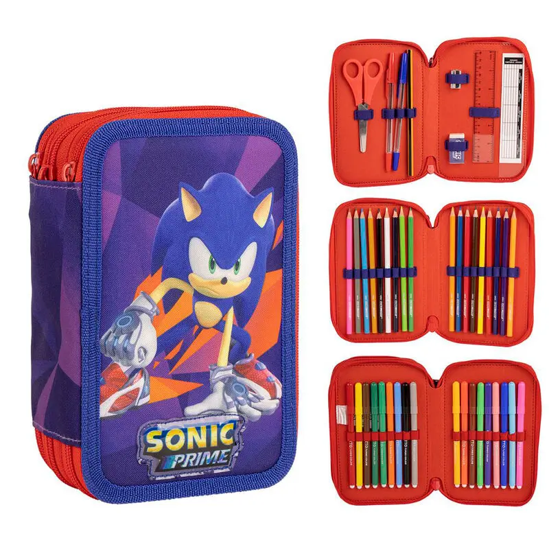 Sonic Prime triple pencil case product photo