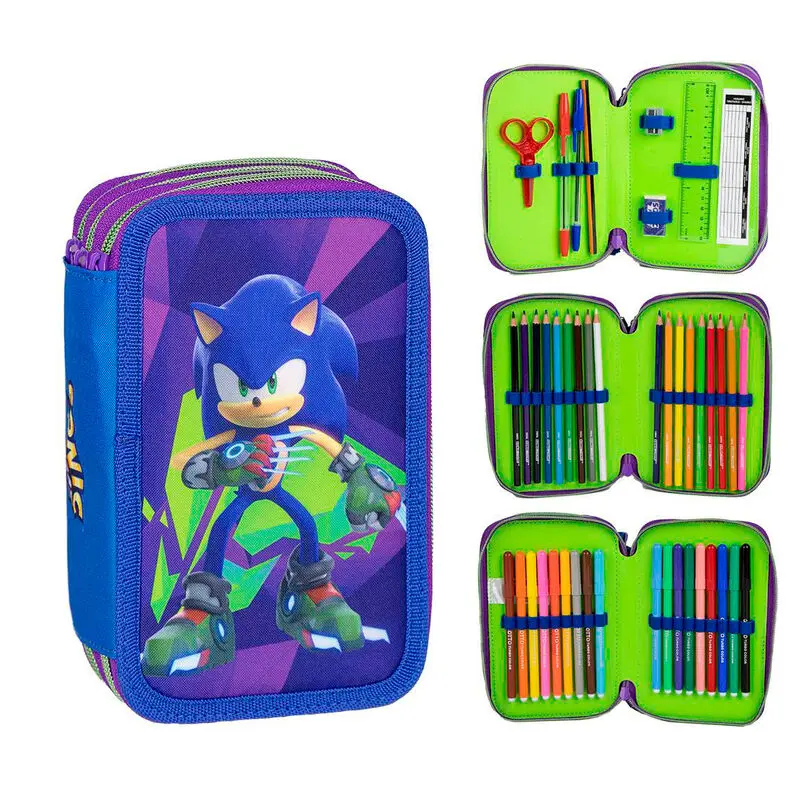 Sonic Prime triple pencil case termékfotó