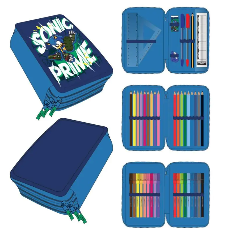 Sonic Prime triple pencil case termékfotó