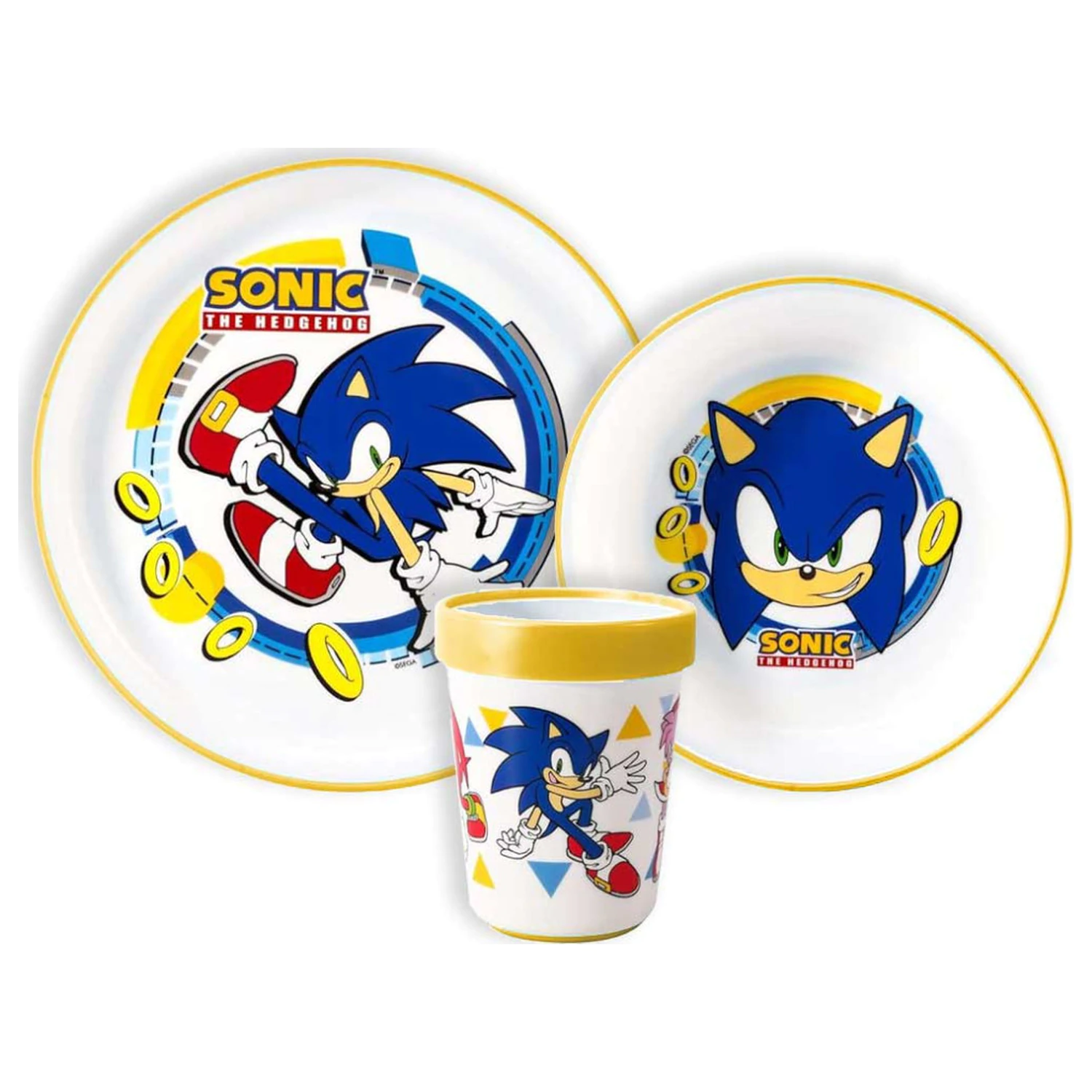 Sonic Rings Non-slip Dinnerware, Micro Plastic Set product photo
