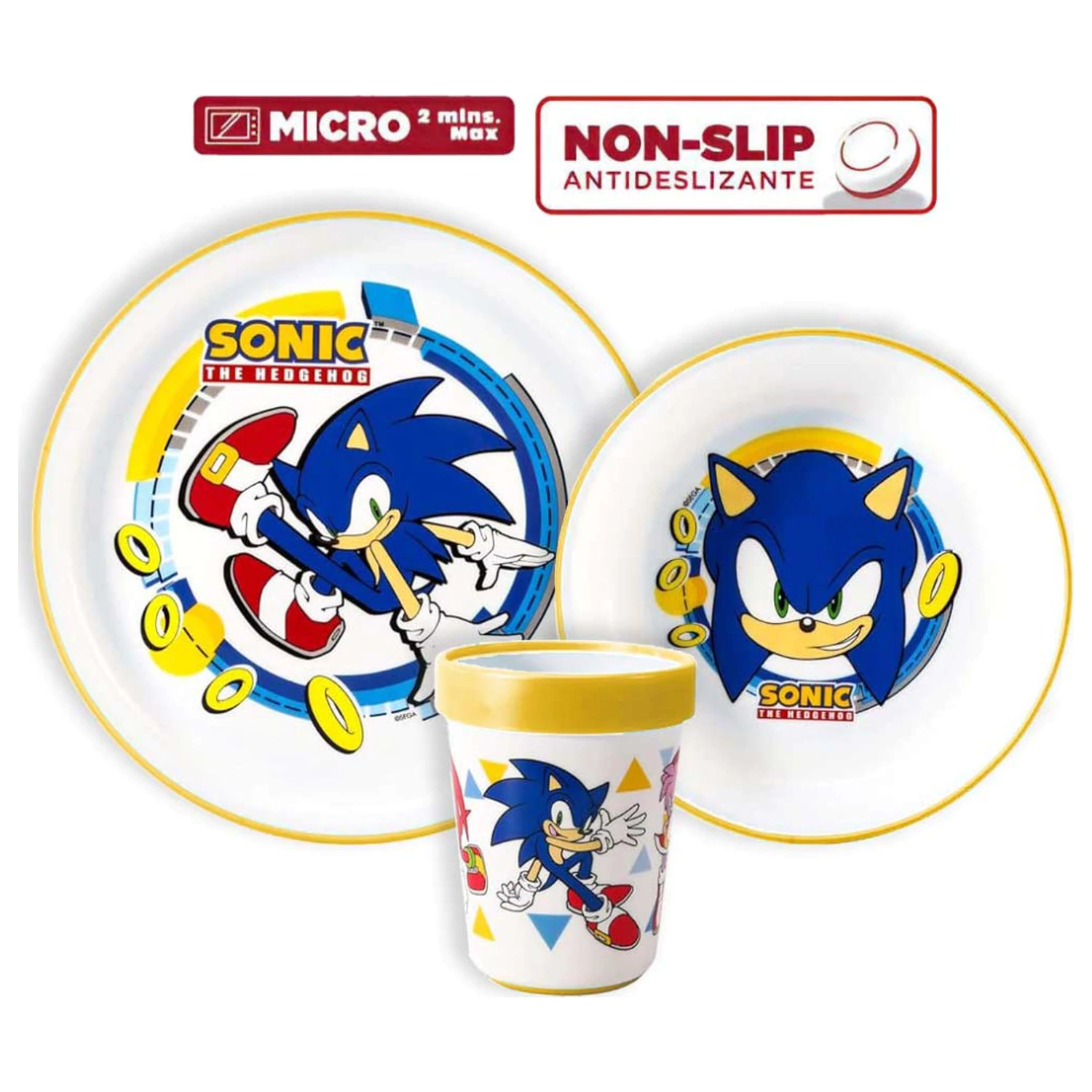 Sonic Rings Non-slip Dinnerware, Micro Plastic Set product photo