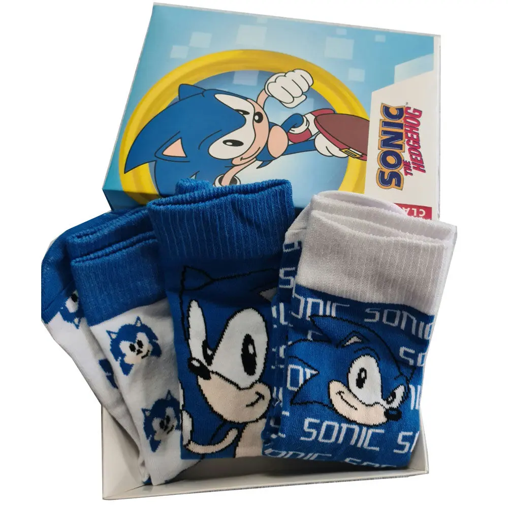 Sonic The Hedgehog assorted pack 3 socks adult product photo