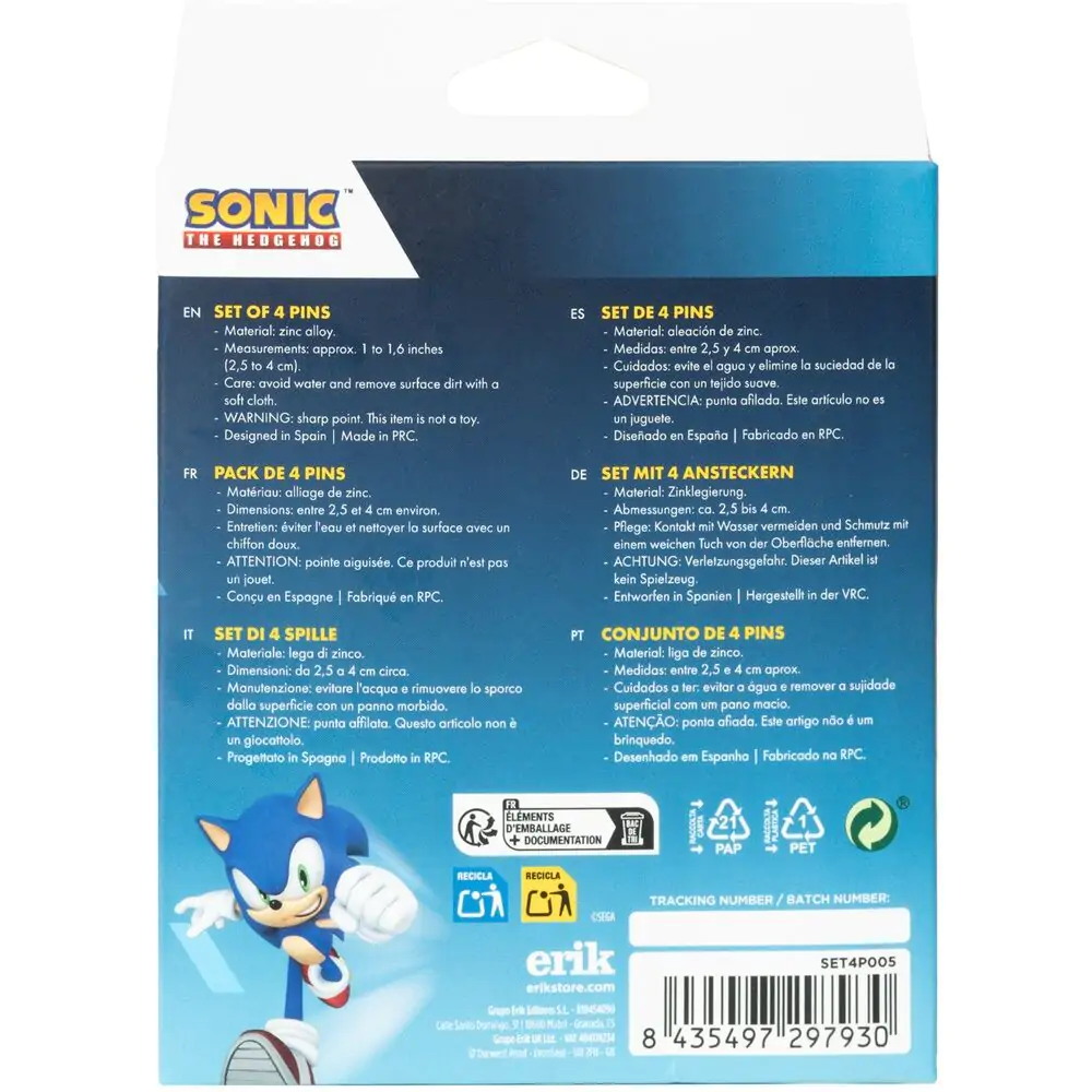 Sonic The Hedgehog 4 pin set product photo