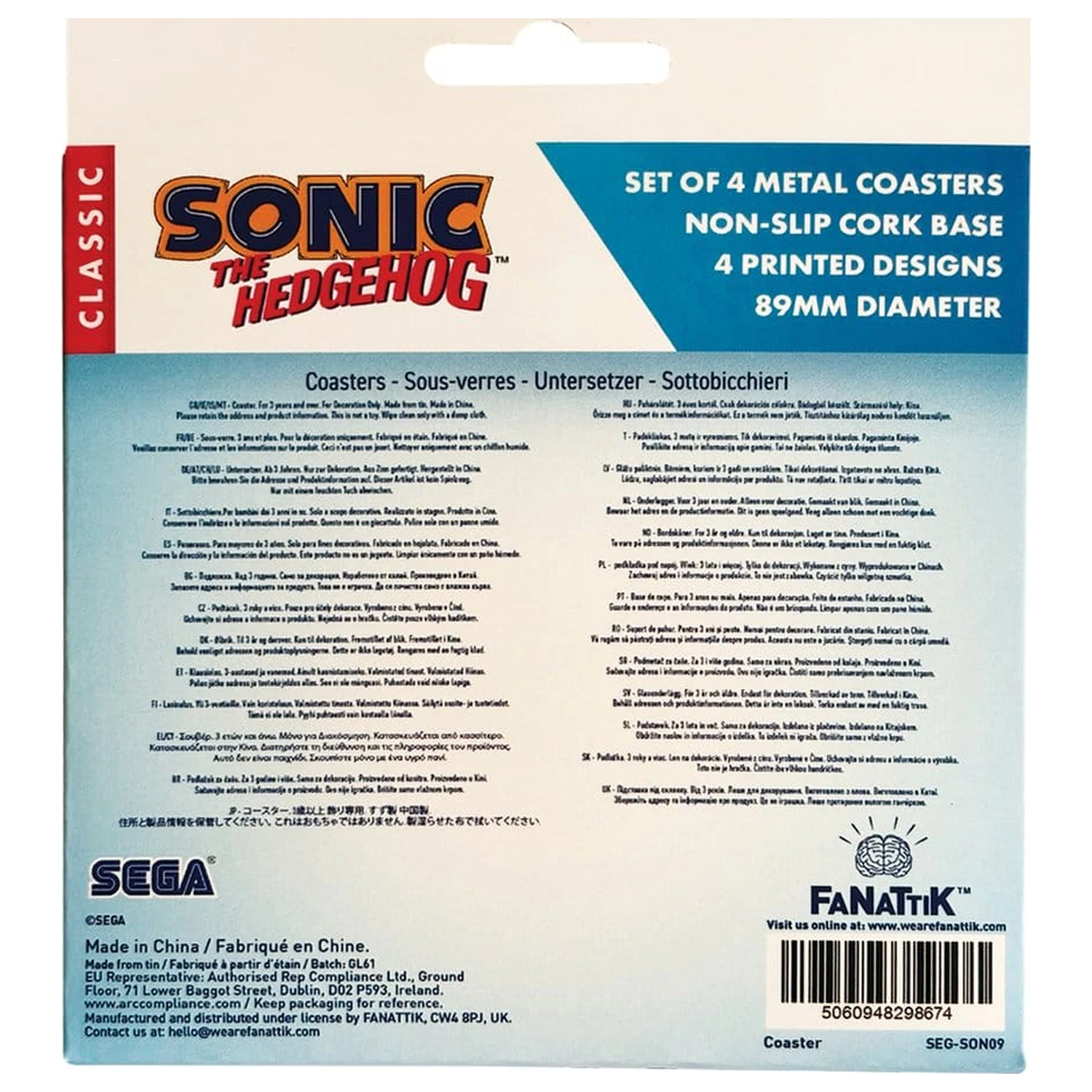 Sonic - The Hedgehog Coaster 4-Pack  product photo