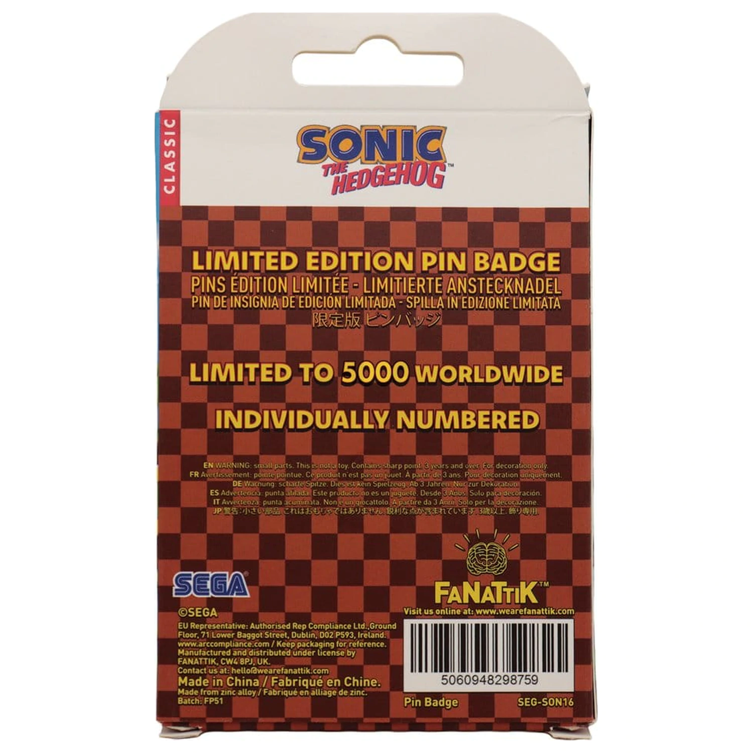 Sonic - The Hedgehog Pin Badge Dr. Eggman Egg Mobile Chained product photo