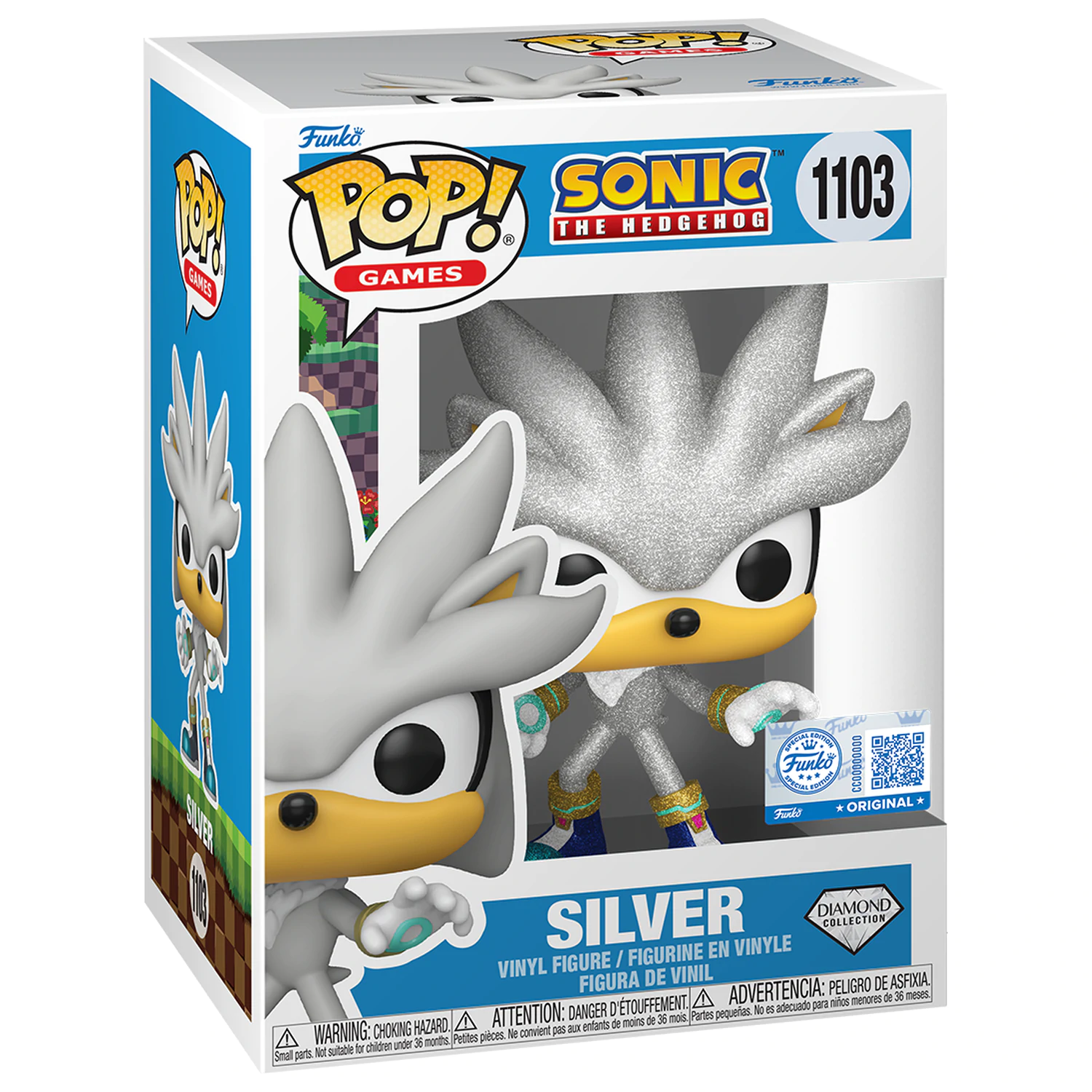 Sonic The Hedgehog Funko POP! Games Vinyl Figure Silver The Hedgehog (FL) 9 cm product photo