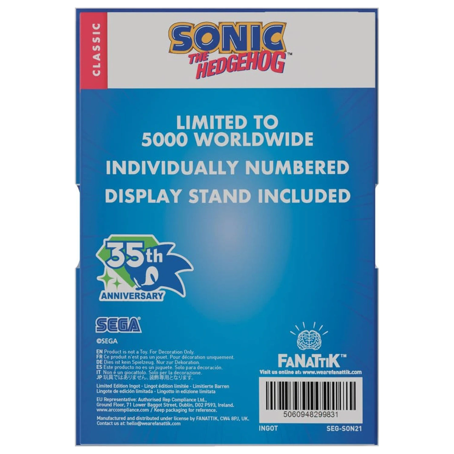 Sonic The Hedgehog Ingot Stained Glass Window Style 60 cm product photo