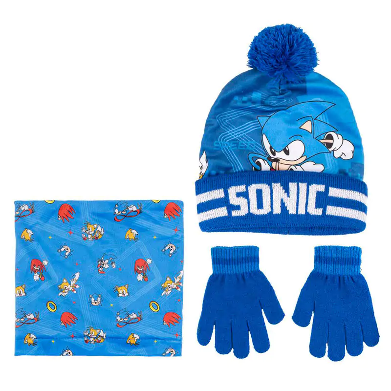 Sonic the Hedgehog kids snood, hat and gloves set product photo