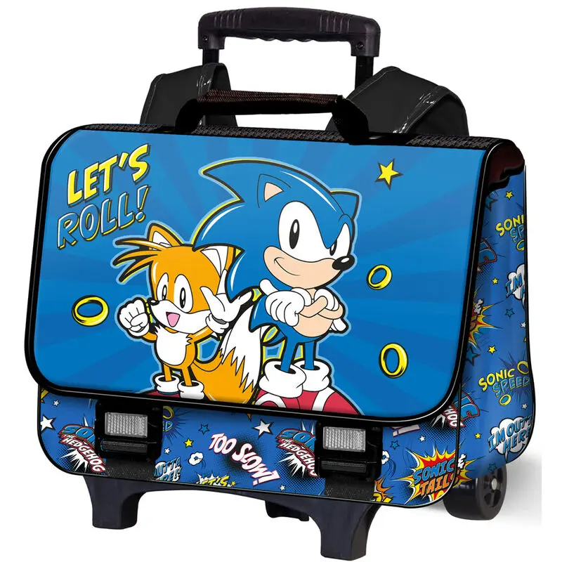 Sonic The Hedgehog Lets roll Trolley schoolbag product photo