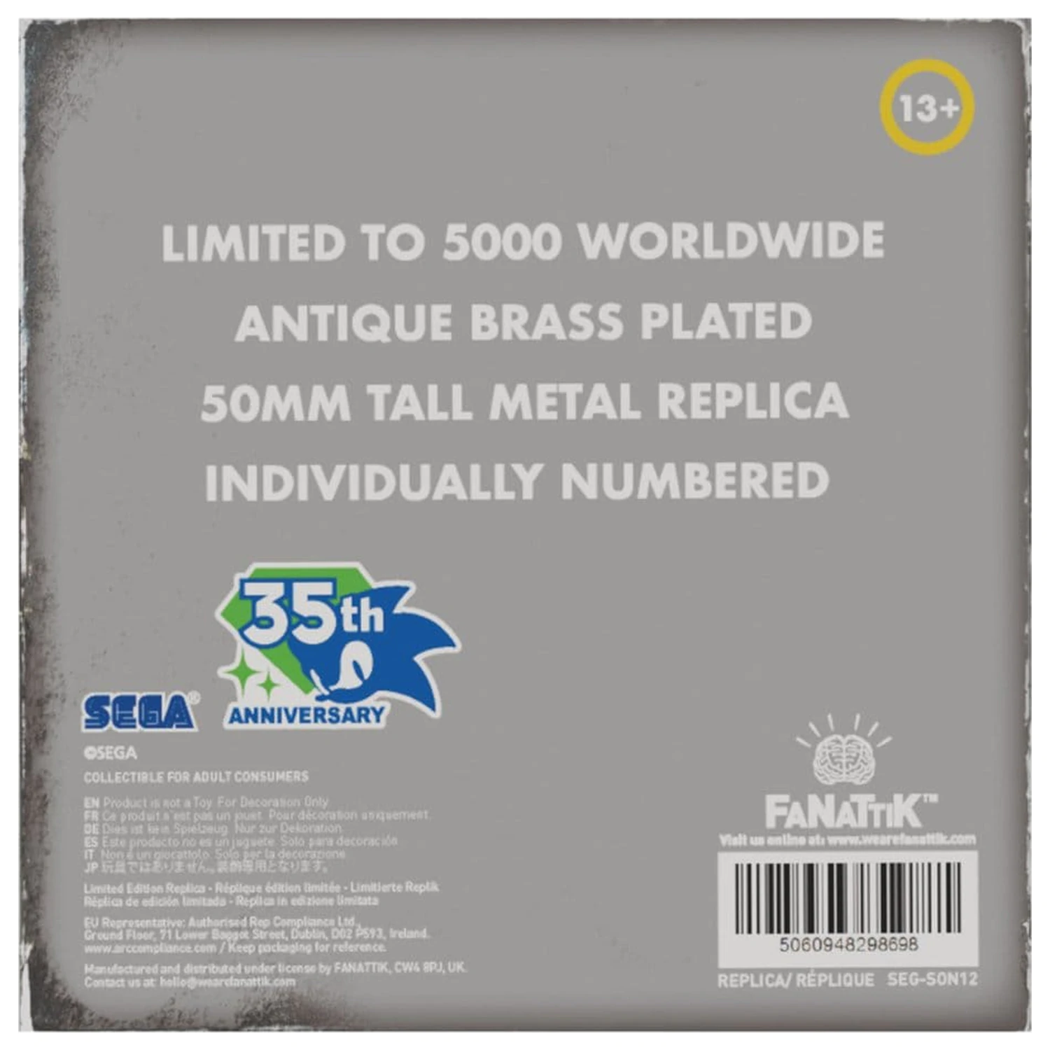Sonic the Hedgehog Replica 35th Anniversary Metal Boot Limited Edition product photo