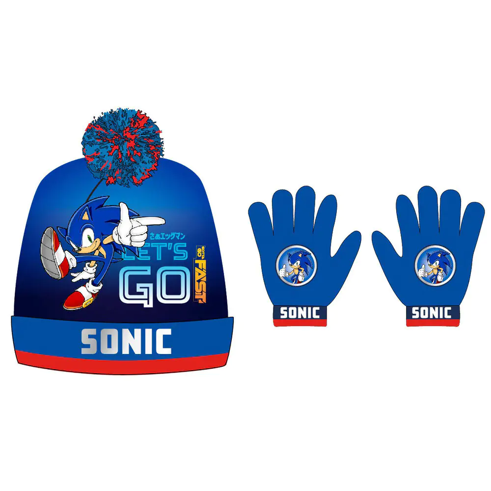 Sonic the Hedgehog hat and gloves set termékfotó