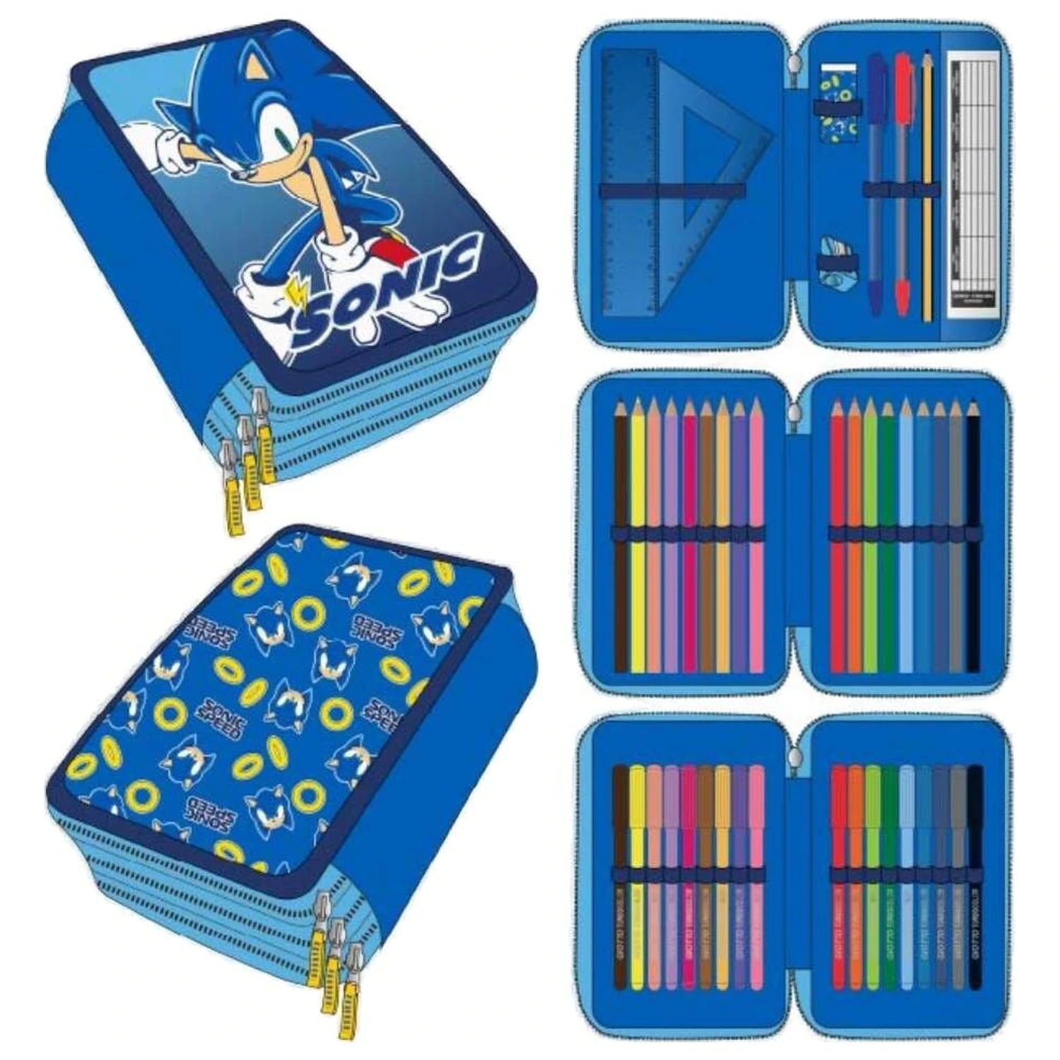 Sonic The Hedgehog triple pencil case product photo