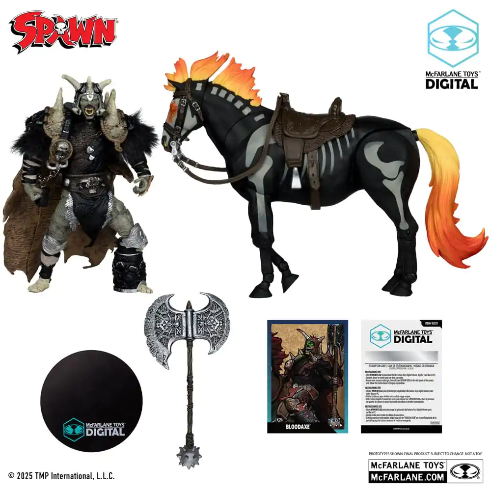 Spawn Action Figure Bloodaxe with Horse (Spawn: The Dark Ages) (McFarlane Toys 30th Anniversary) (Gold Label) 18 cm product photo