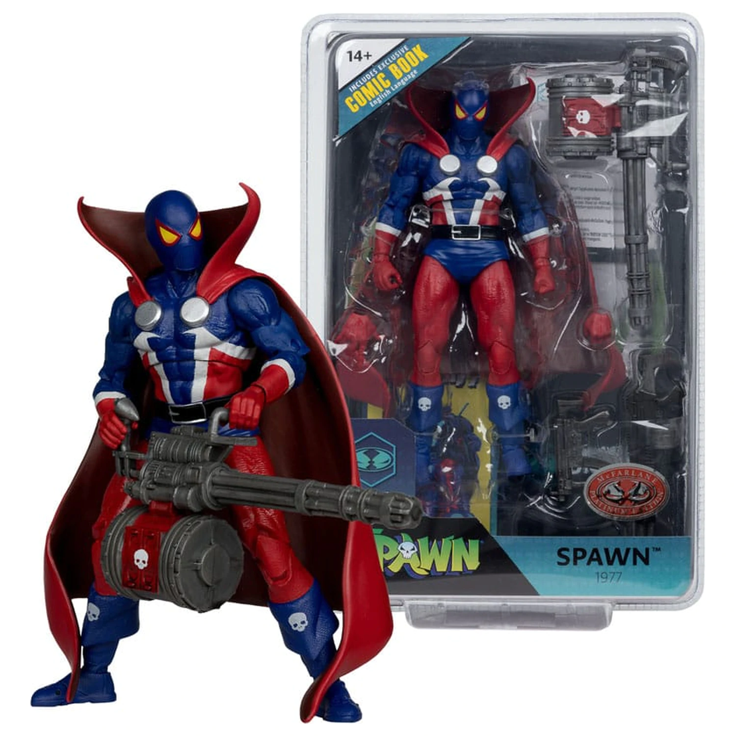 Spawn Page Punchers Action Figure Spawn 1977 Red and Blue (Chase) Red Platinum Edition 18 cm  product photo