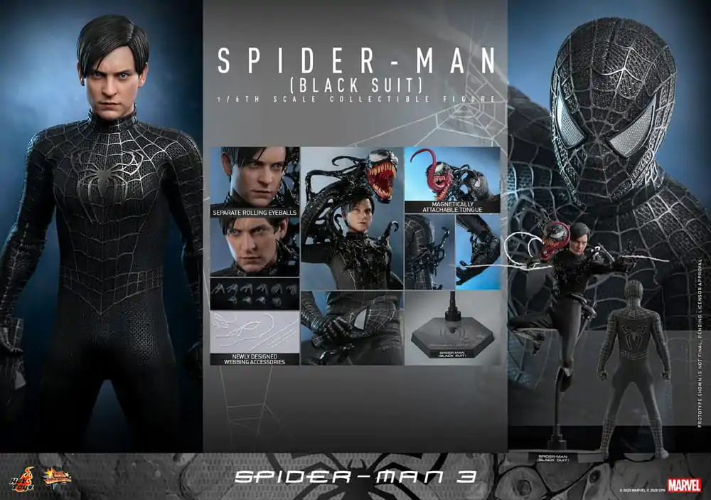 Spider-Man 3 Movie Masterpiece Action Figure 1/6 Spider-Man (Black Suit) 30 cm product photo