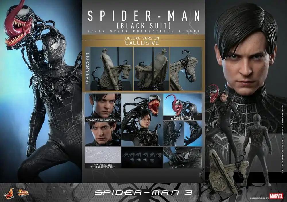 Spider-Man 3 Movie Masterpiece Action Figure 1/6 Spider-Man (Black Suit) (Deluxe Version) 30 cm product photo